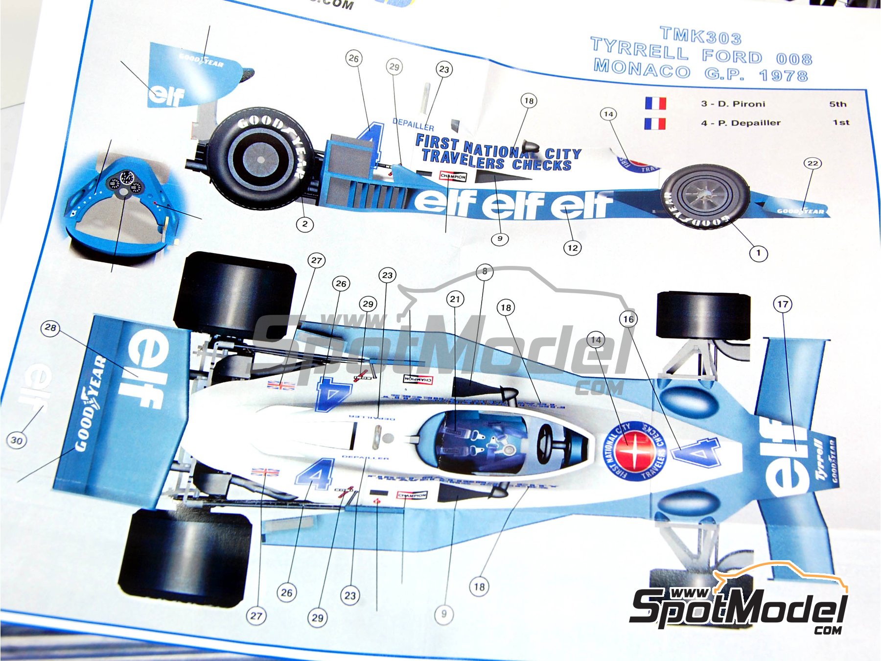 Image 1: Tyrrell Ford 008 Tyrrell Racing Team sponsored by ELF - Monaco Formula 1 Grand Prix 1978 | Car scale model kit in 1/43 scale manufactured by Tameo Kits (ref.&nbsp;TMK303)