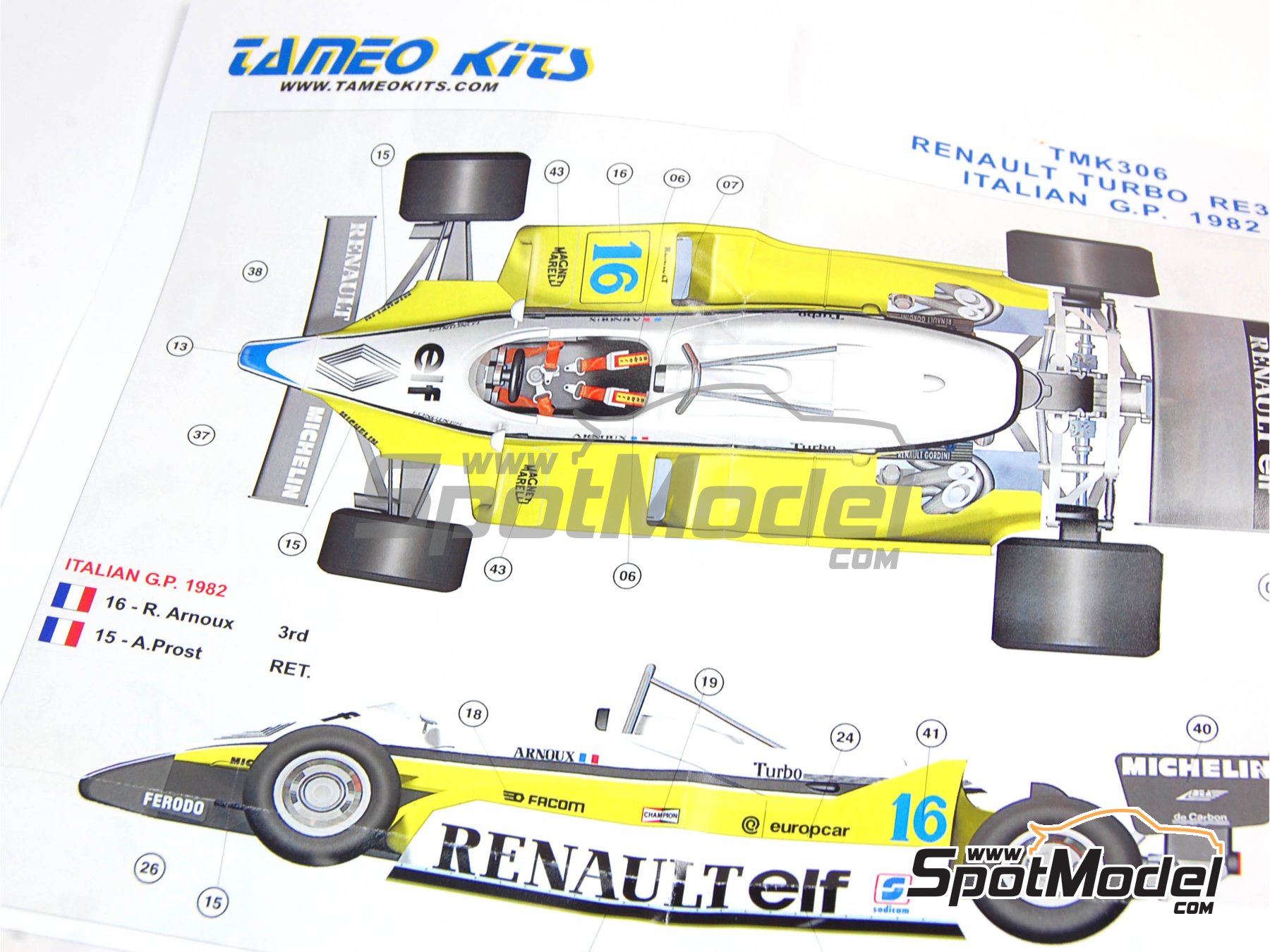 Image 2: Renault Turbo RE30B Equipo Renault F1 patrocinado por ELF - Gran Premio de F&oacute;rmula 1 de Italia 1982 | Maqueta de coche en escala&nbsp;1/43 fabricado por Tameo Kits (ref.&nbsp;TMK306)