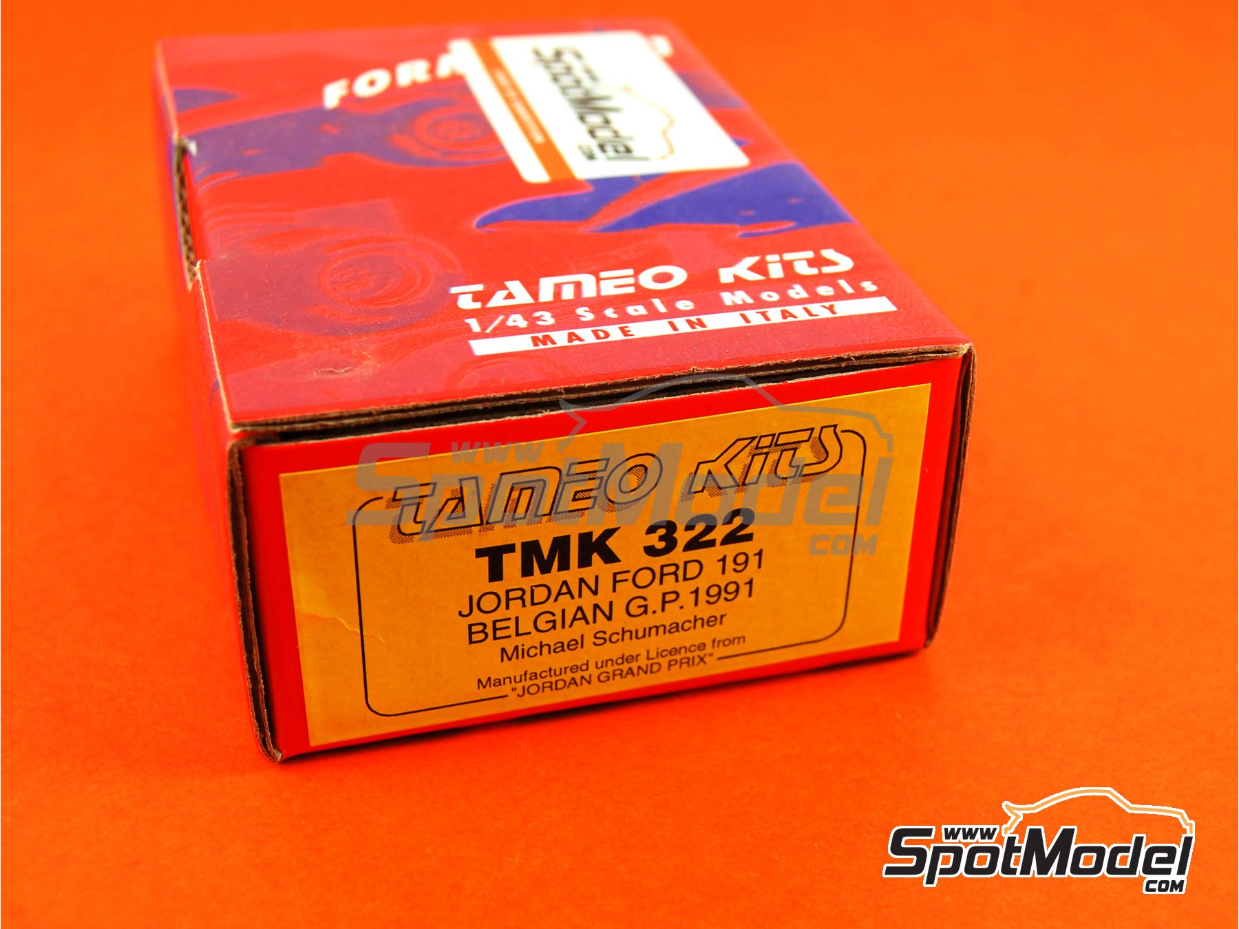 Image 1: Jordan Ford J191 Equipo Jordan Grand Prix patrocinado por Fujifilm 7UP - Gran Premio de F&oacute;rmula 1 de Belgica 1991 | Maqueta de coche en escala&nbsp;1/43 fabricado por Tameo Kits (ref.&nbsp;TMK322)