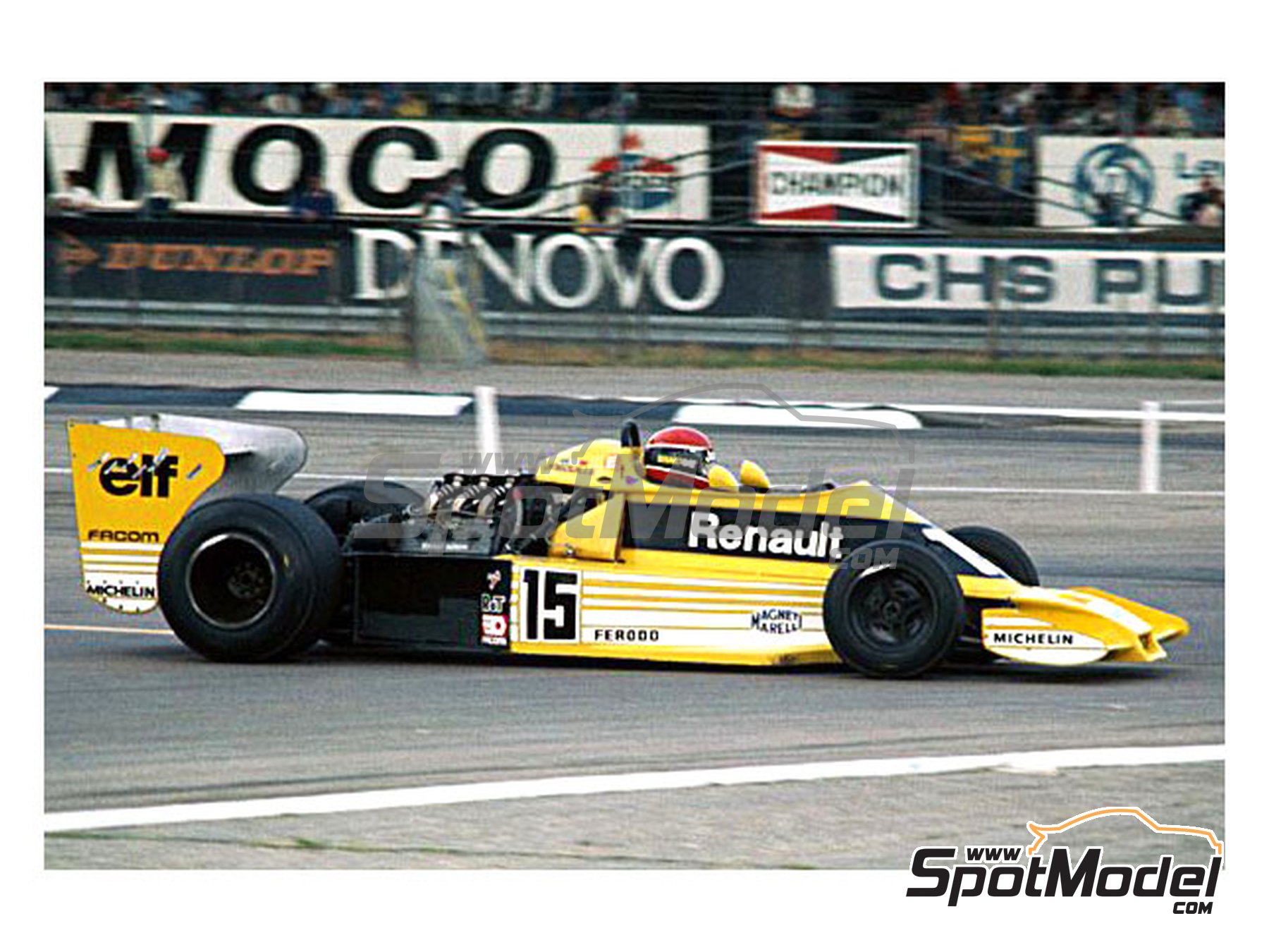 Image 1: Renault RS01 Turbo Equipo Renault F1 patrocinado por ELF - Gran Premio de F&oacute;rmula 1 de Inglaterra 1977 | Maqueta de coche en escala&nbsp;1/43 fabricado por Tameo Kits (ref.&nbsp;TMK381)