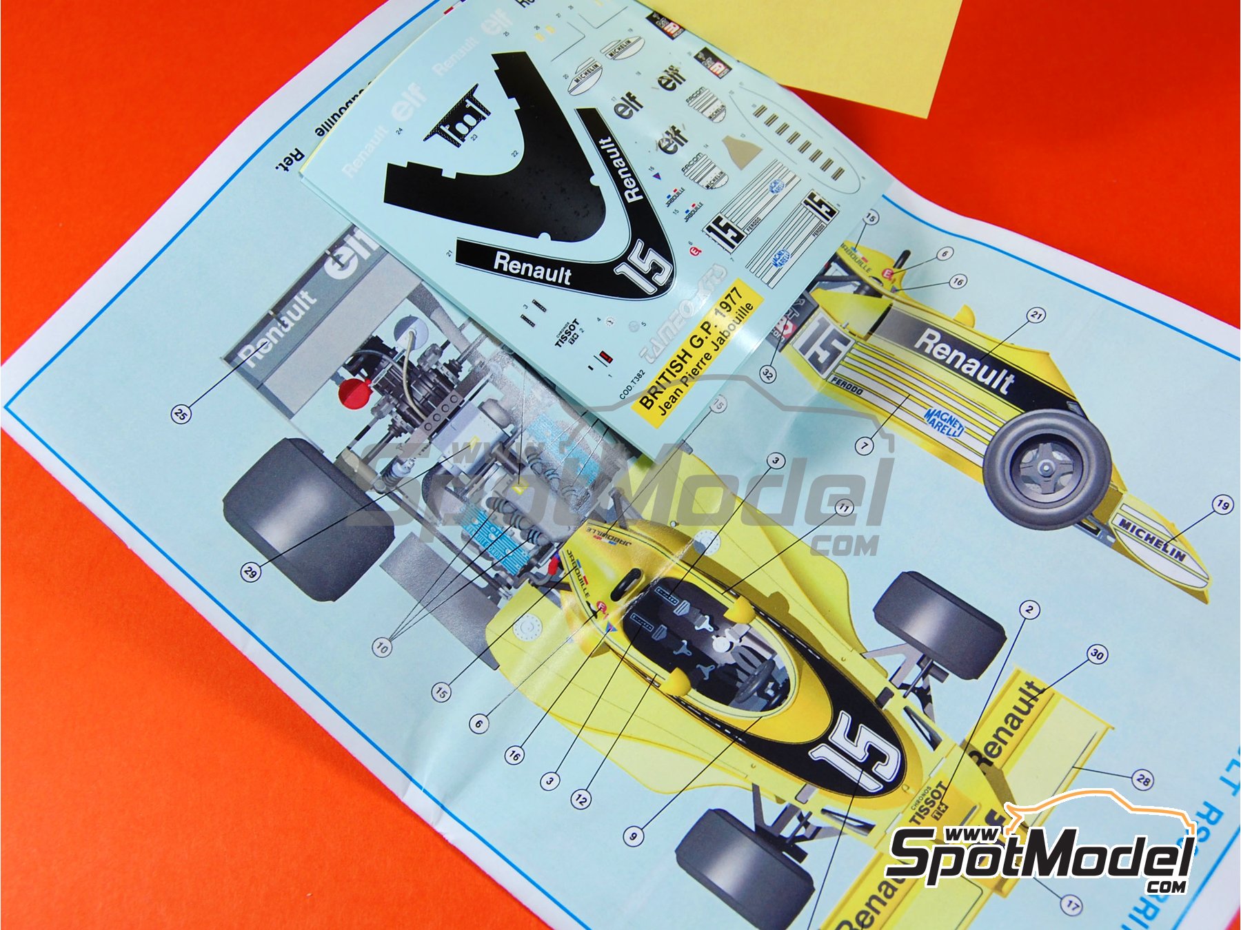 Image 15: Renault RS01 Turbo Equipo Renault F1 patrocinado por ELF - Gran Premio de F&oacute;rmula 1 de Inglaterra 1977 | Maqueta de coche en escala&nbsp;1/43 fabricado por Tameo Kits (ref.&nbsp;TMK381)