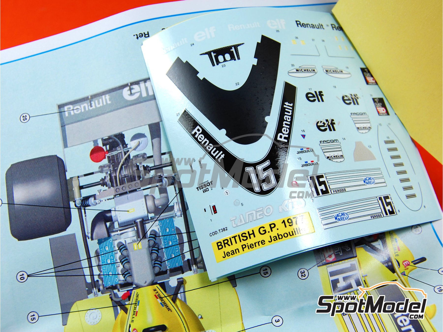 Image 16: Renault RS01 Turbo Equipo Renault F1 patrocinado por ELF - Gran Premio de F&oacute;rmula 1 de Inglaterra 1977 | Maqueta de coche en escala&nbsp;1/43 fabricado por Tameo Kits (ref.&nbsp;TMK381)