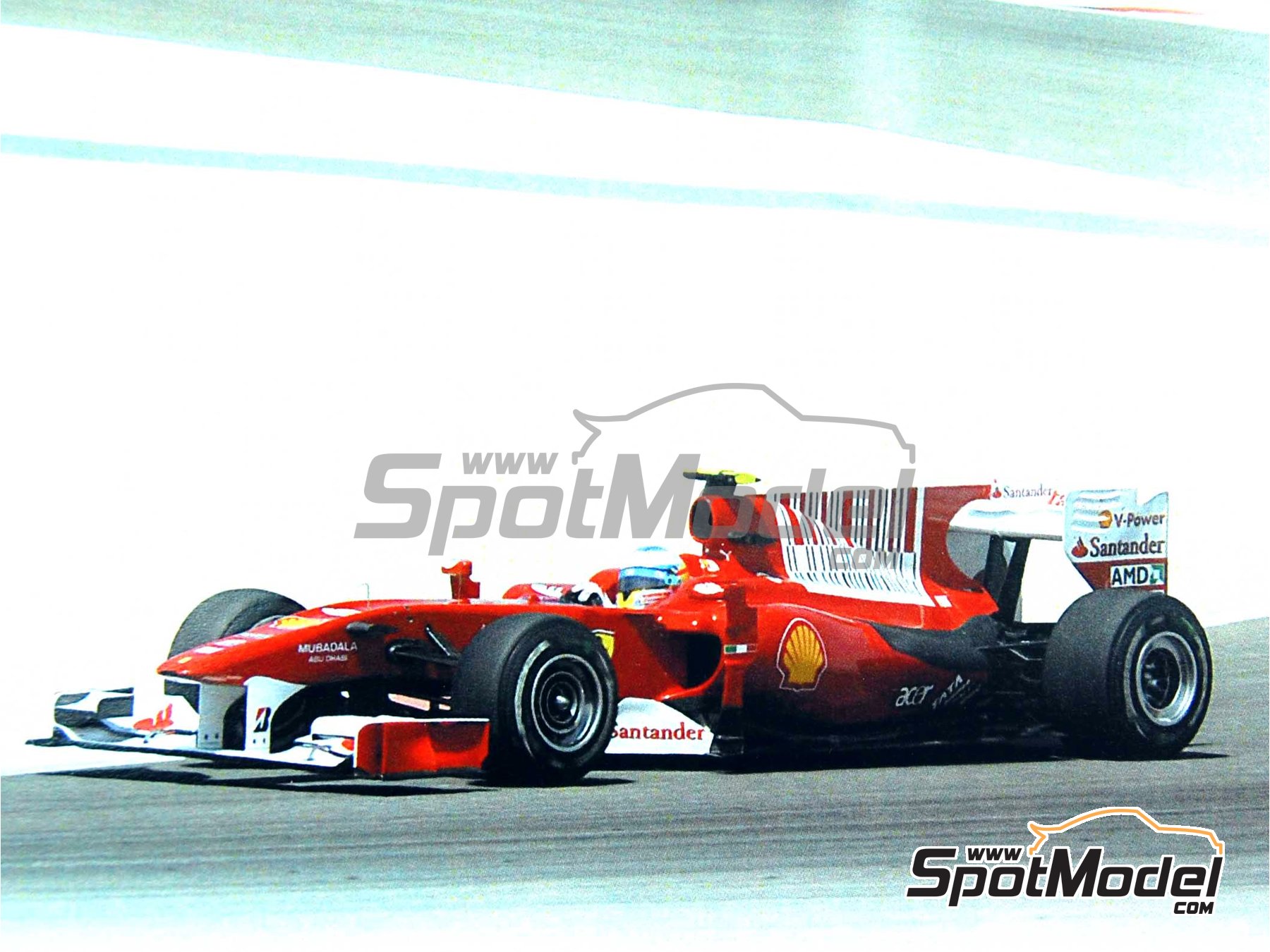 Tameo Kits TMK389: Car scale model kit 1/43 scale - Ferrari F10 Scuderia  Ferrari Team sponsored by Banco Santander #7, 8 - Fernando Alonso (ES),  Felipe Massa (BR) - Bahrain Formula 1 Grand Prix 2010 (ref. TMK389) |  SpotModel