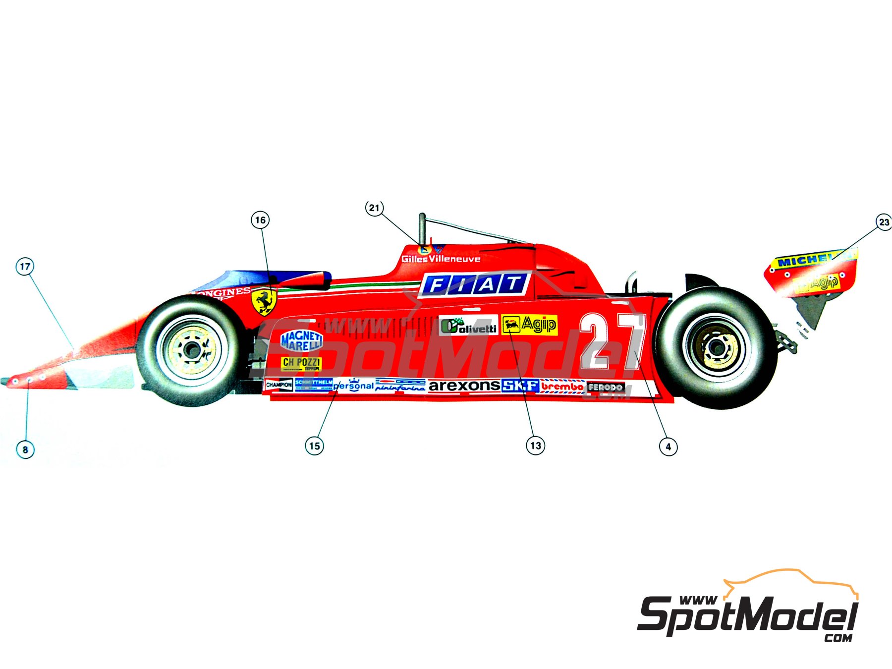 Image 2: Ferrari 126CK Equipo Scuderia Ferrari patrocinado por Fiat - Gran Premio de Formula 1 de Mónaco 1981 | Maqueta de coche en escala 1/43 fabricado por Tameo Kits (ref. TMK391)