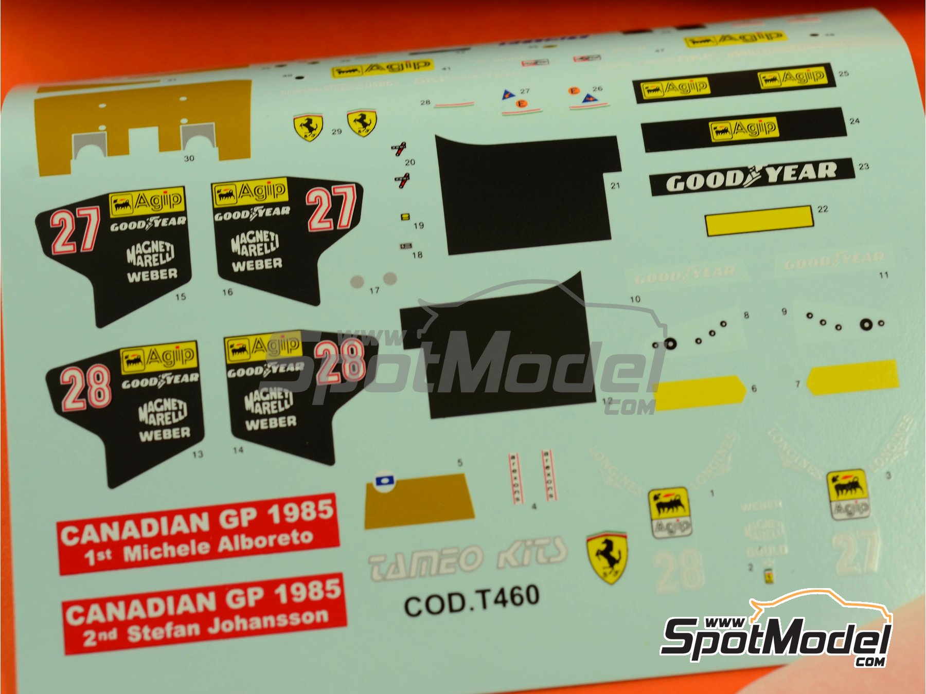 Image 10: Ferrari 156/85 Scuderia Ferrari Team sponsored by Agip Marlboro - Canadian Formula 1 Grand Prix 1985 | Car scale model kit in 1/43 scale manufactured by Tameo Kits (ref.&nbsp;TMK428)