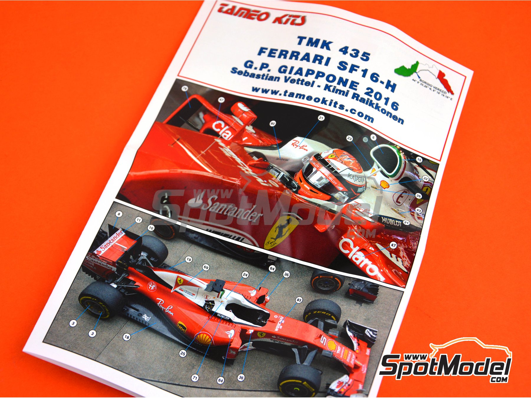 Image 2: Ferrari SF16-H Equipo Scuderia Ferrari patrocinado por Banco Santander - Gran Premio de F&oacute;rmula 1 de Jap&oacute;n 2016 | Maqueta de coche en escala&nbsp;1/43 fabricado por Tameo Kits (ref.&nbsp;TMK435)