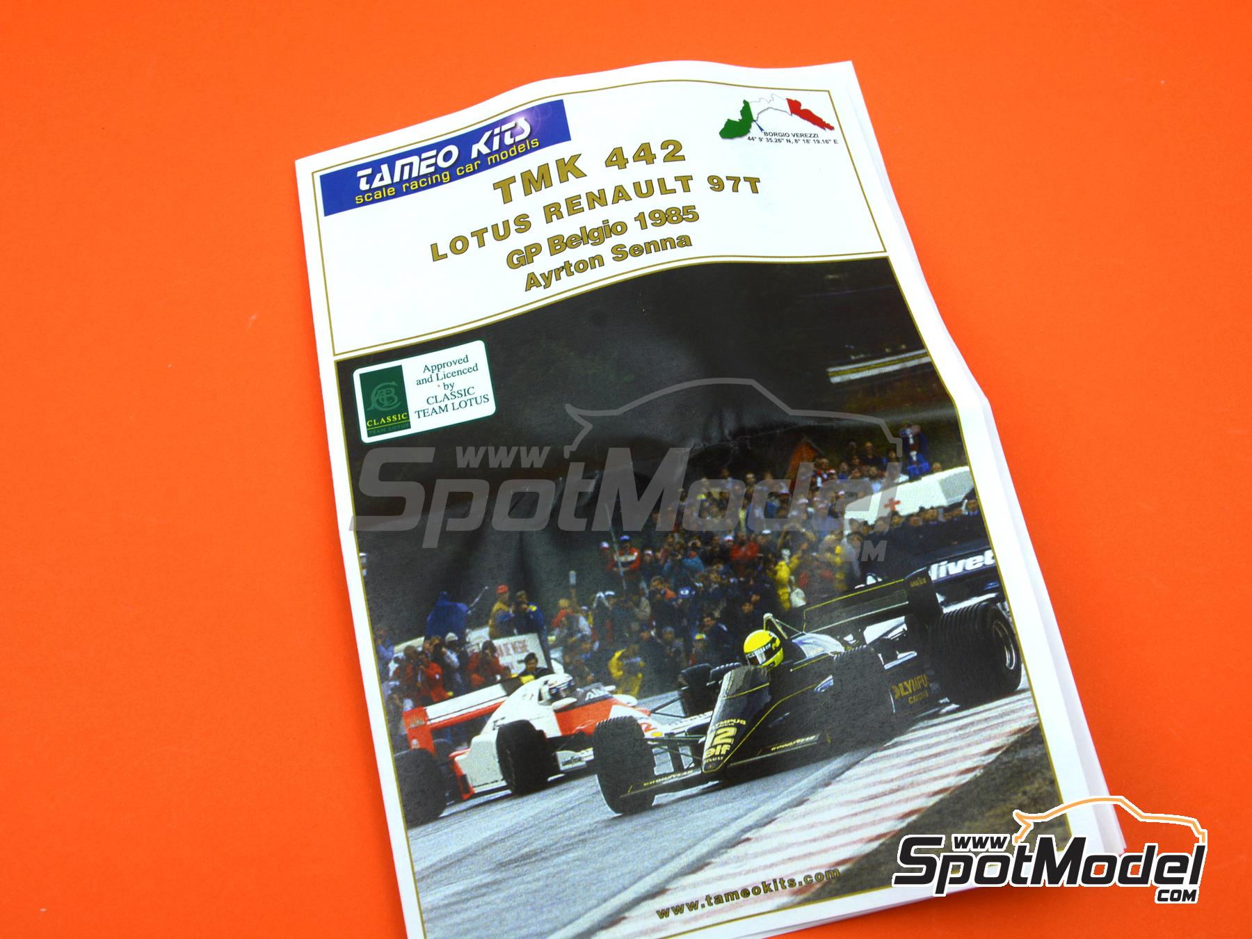 Image 6: Lotus Renault 97T John Player Special Lotus Team sponsored by Olympus - Belgian Formula 1 Grand Prix 1985 | Car scale model kit in 1/43 scale manufactured by Tameo Kits (ref.&nbsp;TMK442)