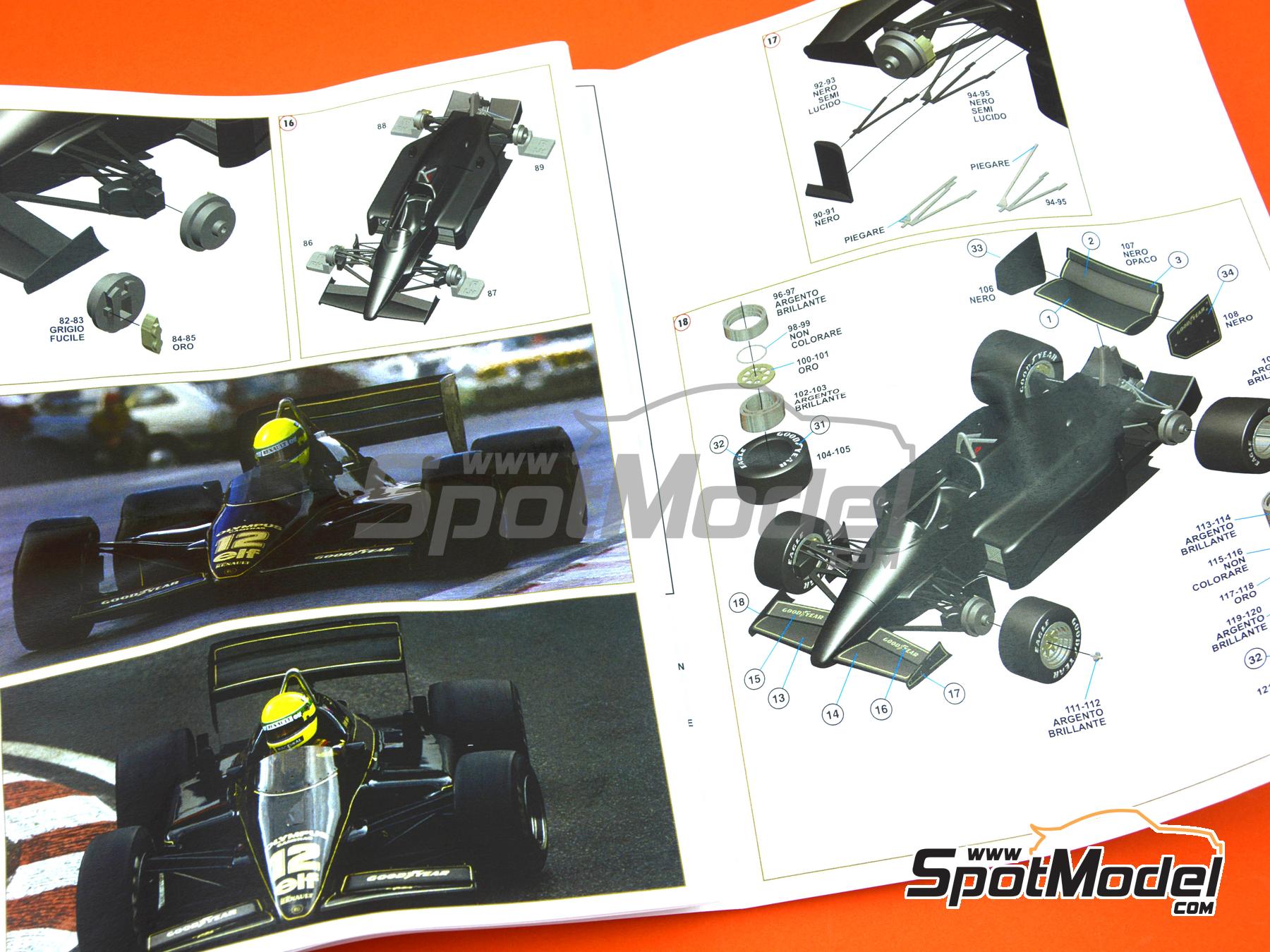 Image 8: Lotus Renault 97T John Player Special Lotus Team sponsored by Olympus - Belgian Formula 1 Grand Prix 1985 | Car scale model kit in 1/43 scale manufactured by Tameo Kits (ref.&nbsp;TMK442)