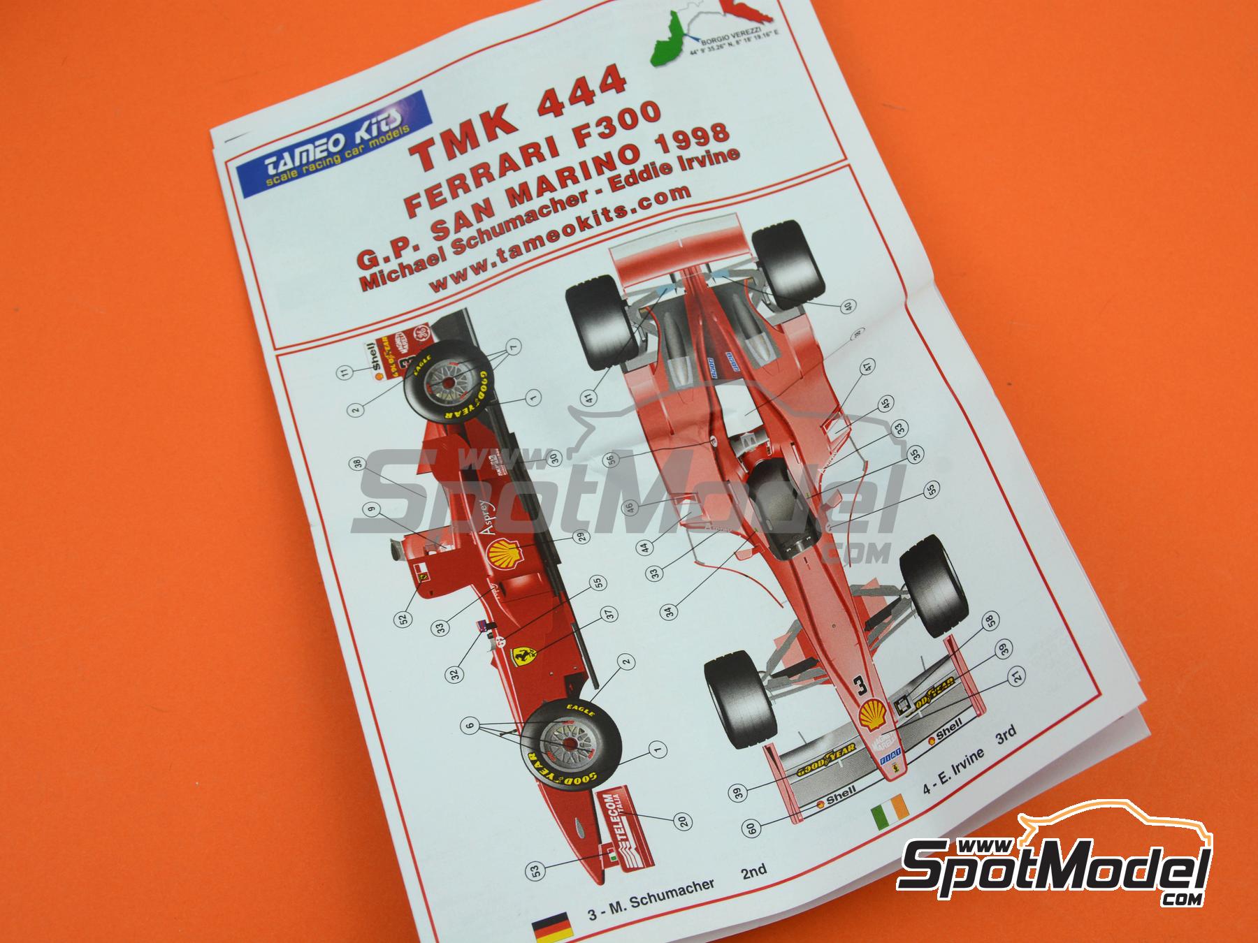 Image 9: Ferrari F300 Equipo Scuderia Ferrari - Gran Premio de F&oacute;rmula 1 de San Marino 1998 | Maqueta de coche en escala&nbsp;1/43 fabricado por Tameo Kits (ref.&nbsp;TMK444)
