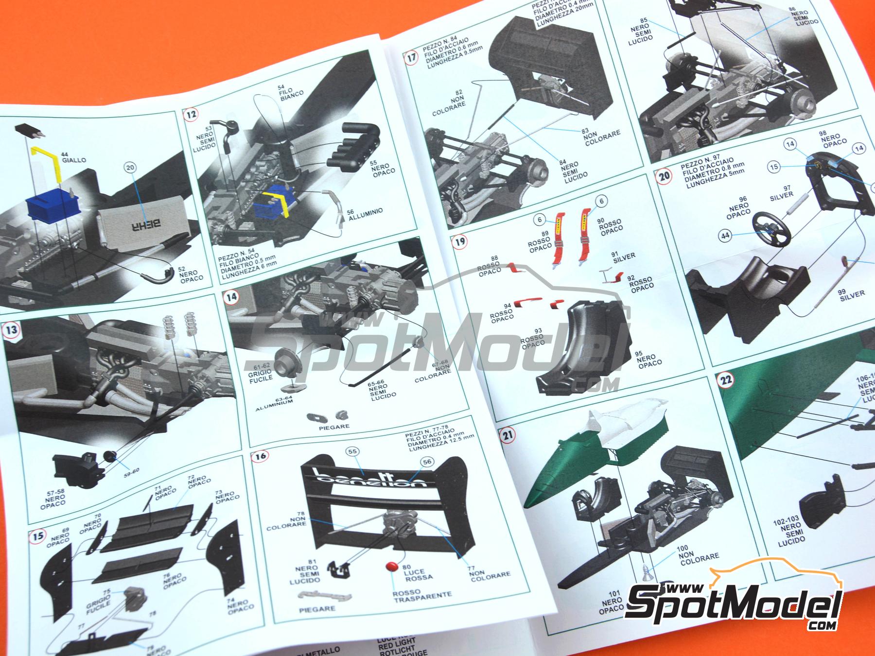 Image 10: Benetton BMW B186 sponsored by Benetton, Riello - Mexican Formula 1 Grand Prix 1986 | Car scale model kit in 1/43 scale manufactured by Tameo Kits (ref.&nbsp;TMK445)