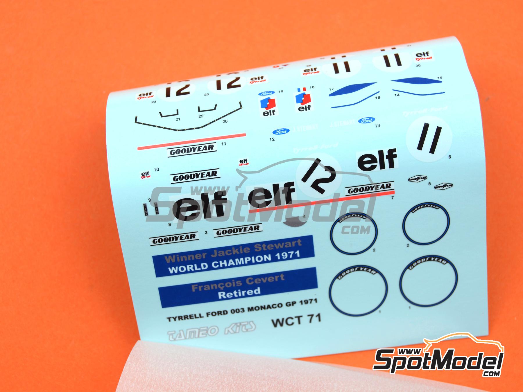 Image 5: Tyrrell Ford 003 Equipo Tyrrell Racing patrocinado por ELF - Gran Premio de Formula 1 de M&oacute;naco 1971 | Maqueta de coche en escala&nbsp;1/43 fabricado por Tameo Kits (ref.&nbsp;WCT071)