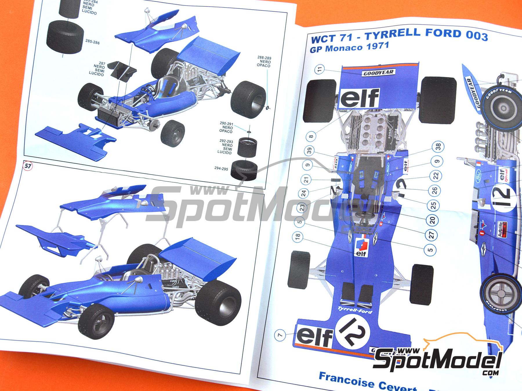 Image 11: Tyrrell Ford 003 Equipo Tyrrell Racing patrocinado por ELF - Gran Premio de Formula 1 de M&oacute;naco 1971 | Maqueta de coche en escala&nbsp;1/43 fabricado por Tameo Kits (ref.&nbsp;WCT071)