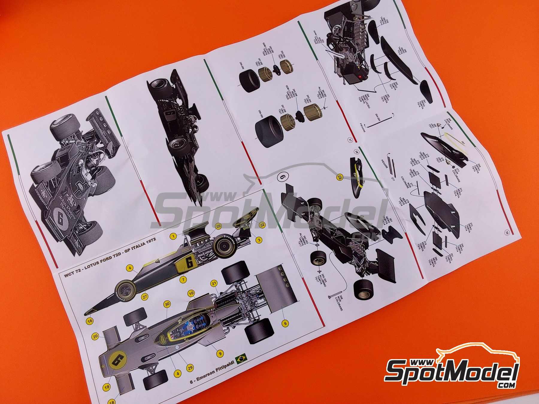 Image 14: Lotus Ford type 72D Equipo Lotus patrocinado por John Player Special - Gran Premio de F&oacute;rmula 1 de Italia 1972 | Maqueta de coche en escala&nbsp;1/43 fabricado por Tameo Kits (ref.&nbsp;WCT072)
