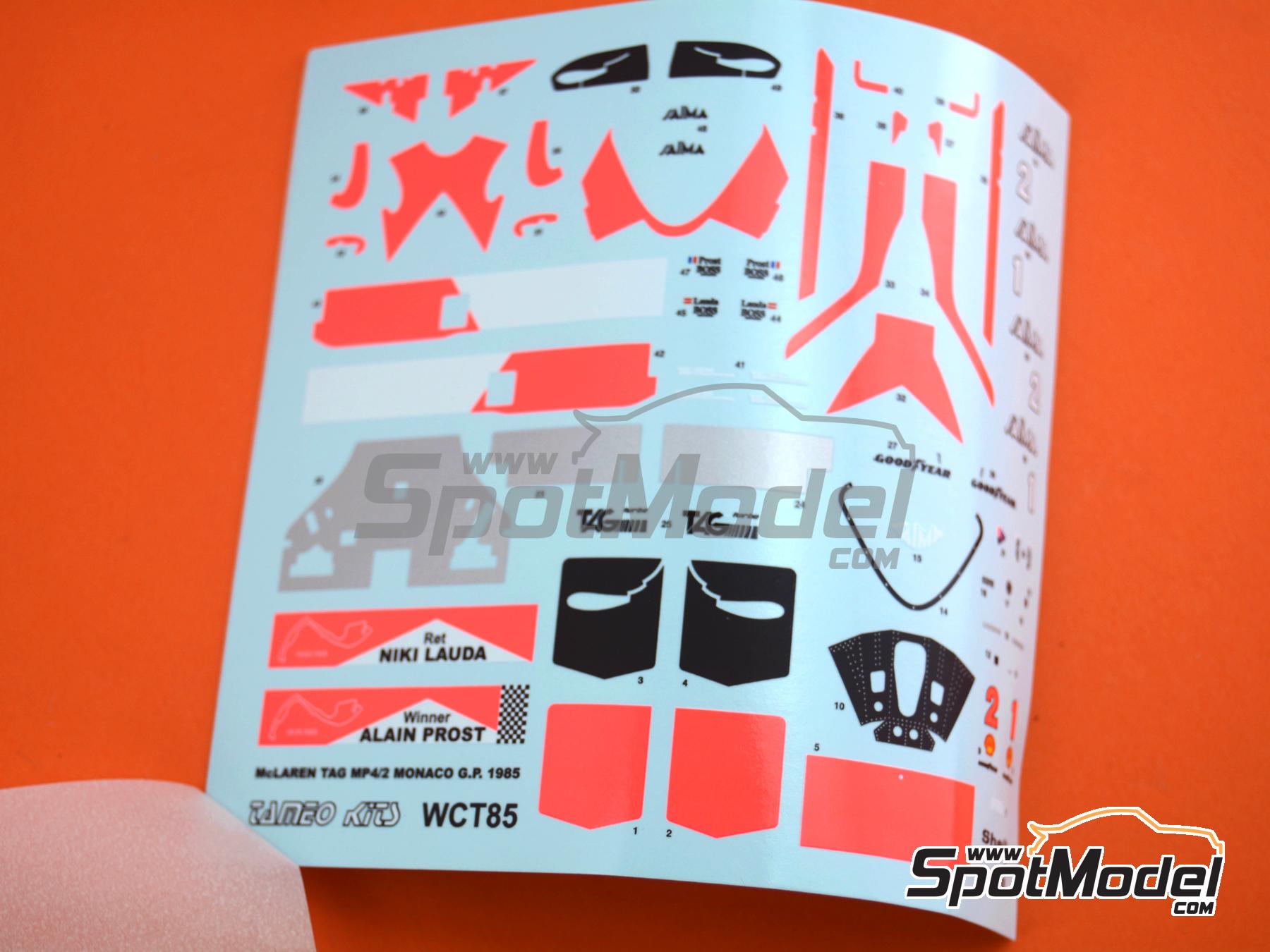 Image 2: McLaren TAG Porsche MP4/2B McLaren Racing Limited Team sponsored by Marlboro - Monaco Formula 1 Grand Prix 1985 | Car scale model kit in 1/43 scale manufactured by Tameo Kits (ref.&nbsp;WCT085)