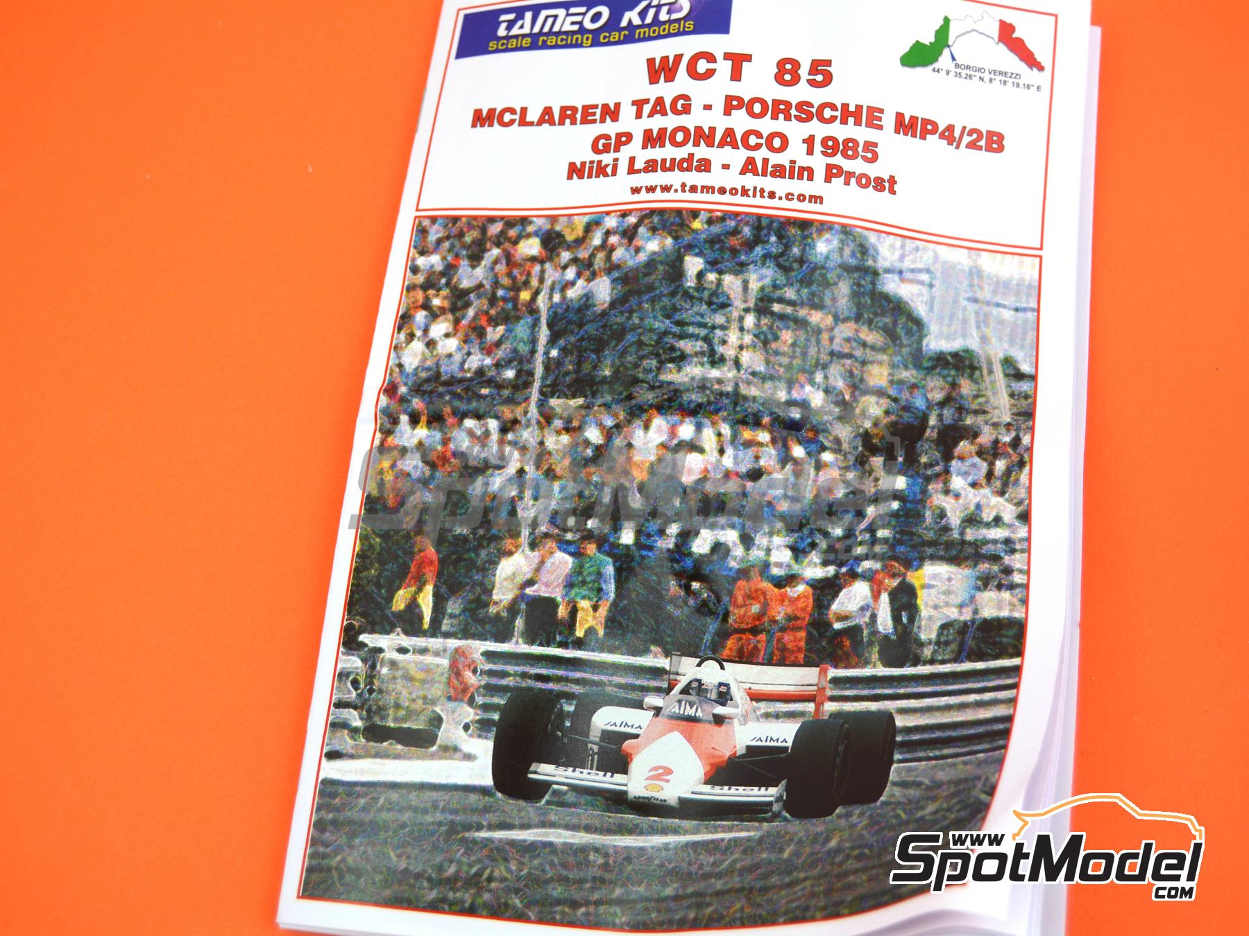 Image 7: McLaren TAG Porsche MP4/2B McLaren Racing Limited Team sponsored by Marlboro - Monaco Formula 1 Grand Prix 1985 | Car scale model kit in 1/43 scale manufactured by Tameo Kits (ref.&nbsp;WCT085)