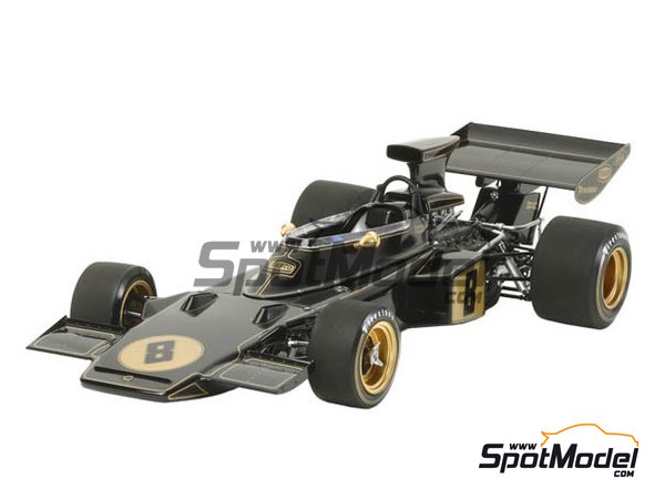 Image 2: Lotus Ford Type 72D John Player Team Lotus Team - British Formula 1 Grand Prix, Italian Formula 1 Grand Prix 1972 | Car scale model kit in 1/12 scale manufactured by Tamiya (ref. TAM12046, also 4950344120468 and 12046)