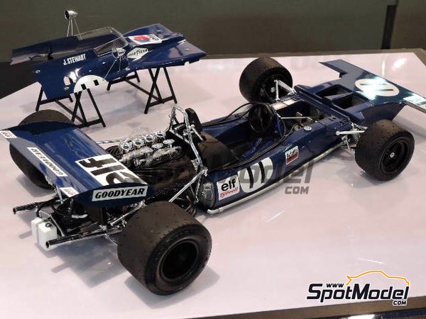 Tyrrell Ford 003 Tyrrell Racing Team sponsored by ELF - Monaco Formula 1  Grand Prix 1971. Car scale model kit in 1/12 scale manufactured by Tamiya  (re