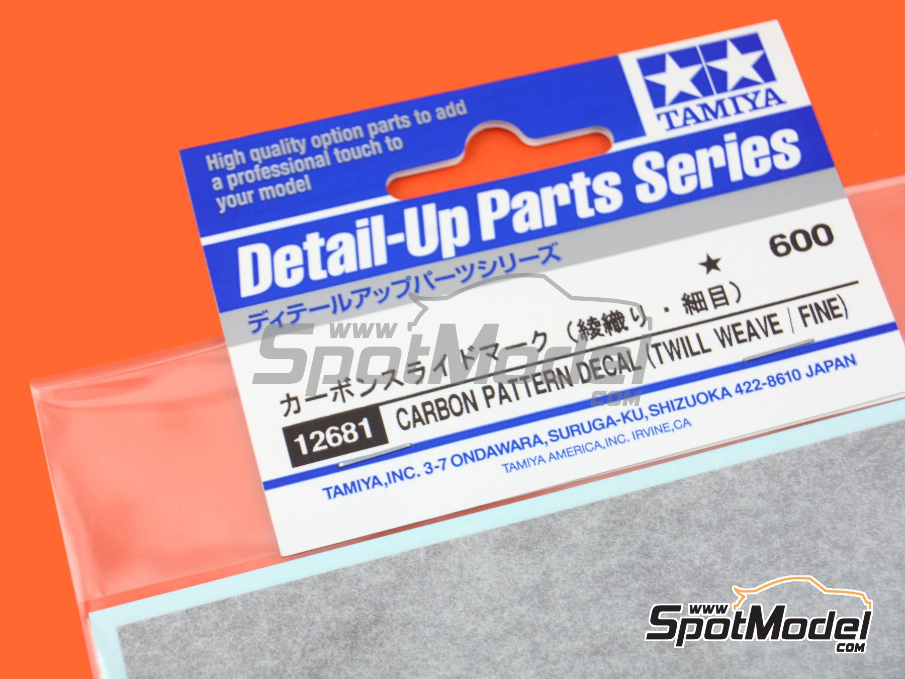 Image 4: Twill weave fine carbon pattern | Carbon fiber decal manufactured by Tamiya (ref.&nbsp;TAM12681, also 4950344126811 and 12681)