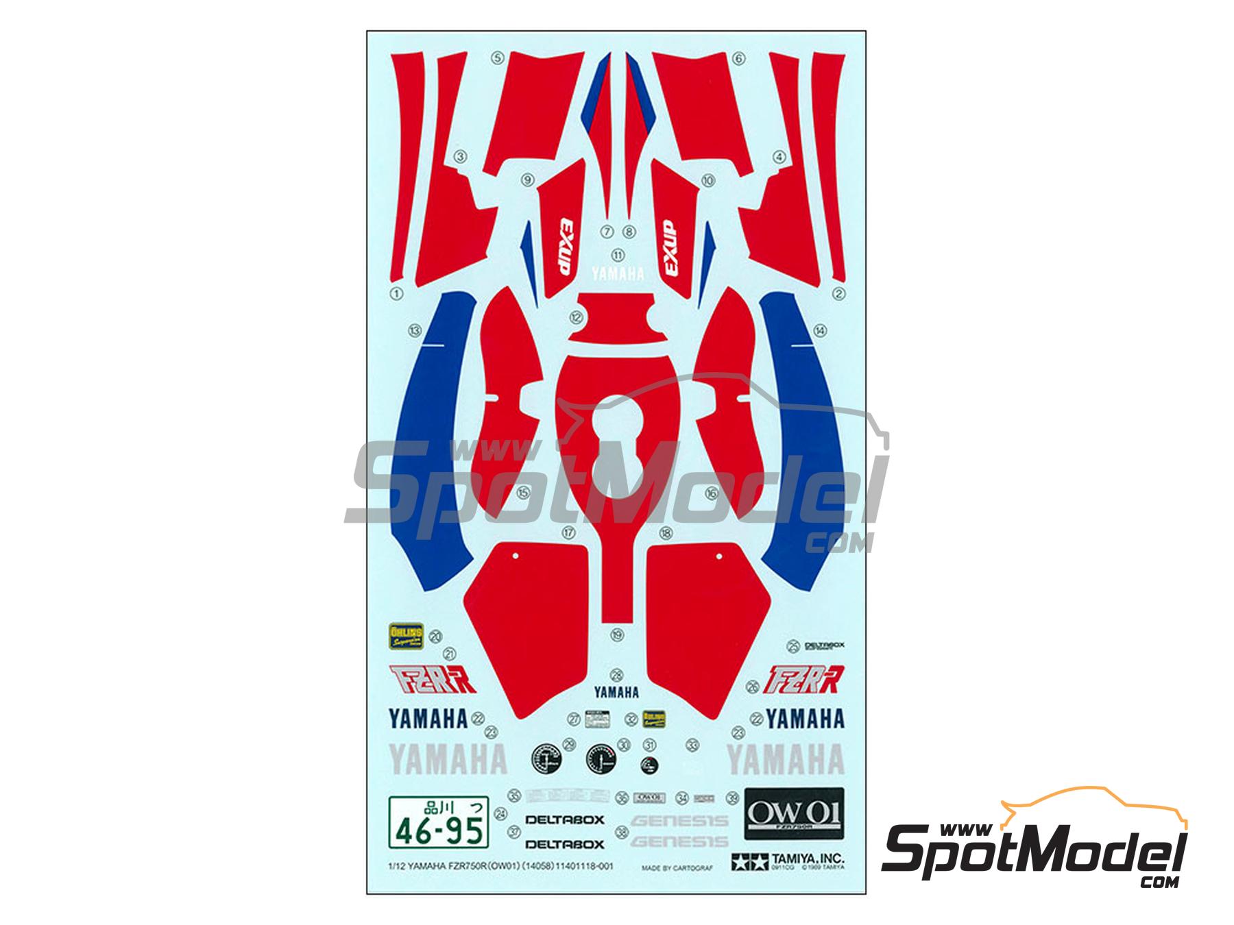 Image 9: Yamaha FZR 750R OW01 | Maqueta de moto en escala&nbsp;1/12 fabricado por Tamiya (ref.&nbsp;TAM14058, tambien 4950344082643 y 14058)