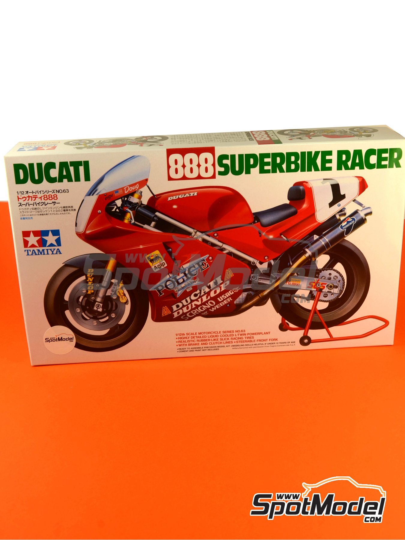 Tamiya 14063 1/12 Scale Model Kit Ducati 888 Superbike Racer '92 D.Polen/Falappa 