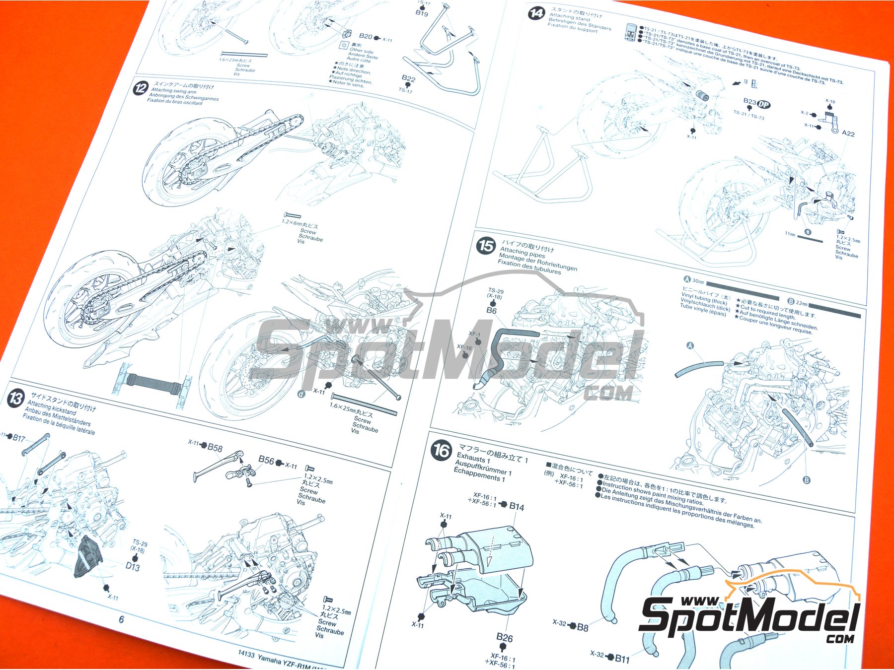 Image 12: Yamaha YZF-R1M | Motorbike scale model kit in 1/12 scale manufactured by Tamiya (ref.&nbsp;TAM14133, also 4950344141333, 14133, HC-14133 and TMY14133)