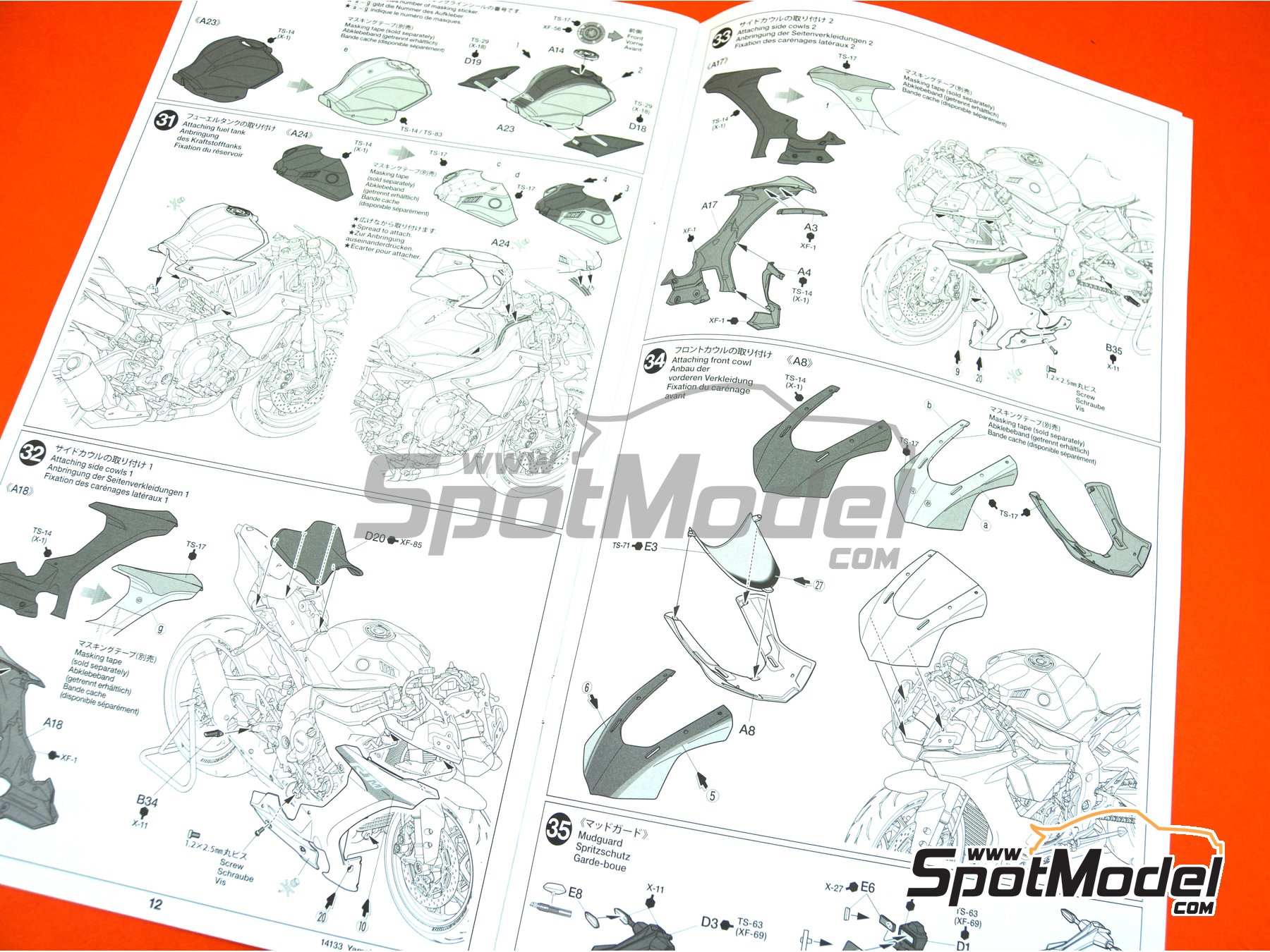 Image 13: Yamaha YZF-R1M | Motorbike scale model kit in 1/12 scale manufactured by Tamiya (ref.&nbsp;TAM14133, also 4950344141333, 14133, HC-14133 and TMY14133)