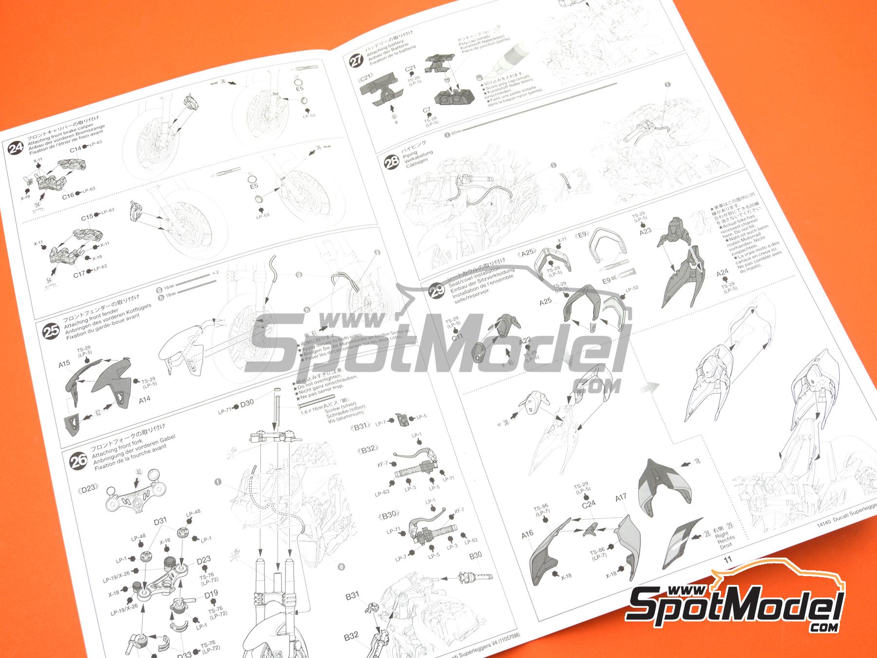 Image 30: Ducati Superleggera V4 | Motorbike scale model kit in 1/12 scale manufactured by Tamiya (ref. TAM14140, also 4950344141401 and 14140)