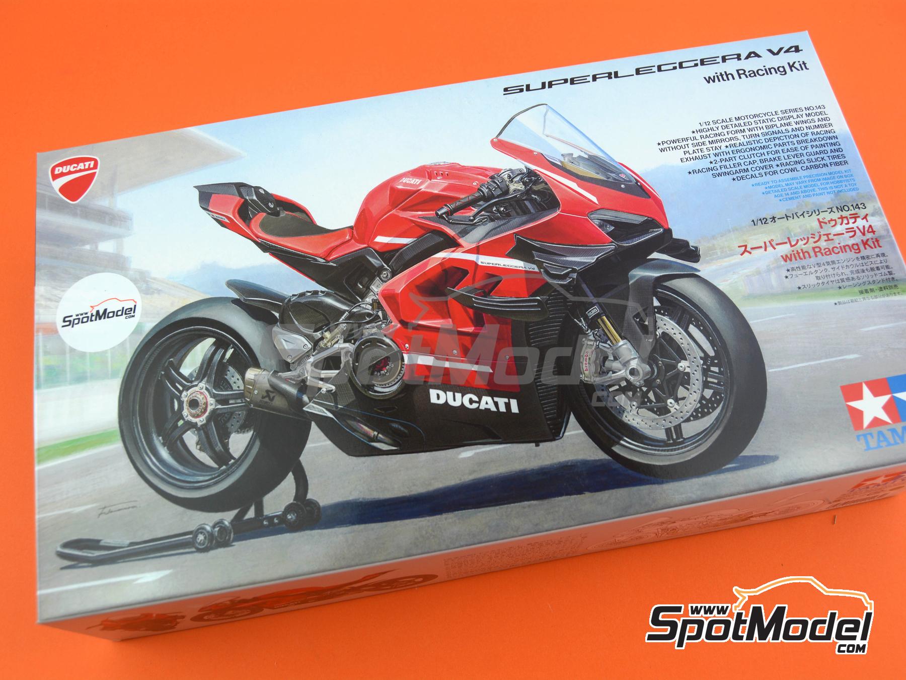 Image 22: Ducati Superleggera V4 with Racing Kit | Motorbike scale model kit in 1/12 scale manufactured by Tamiya (ref.&nbsp;TAM14143, also 4950344141432 and 14143)