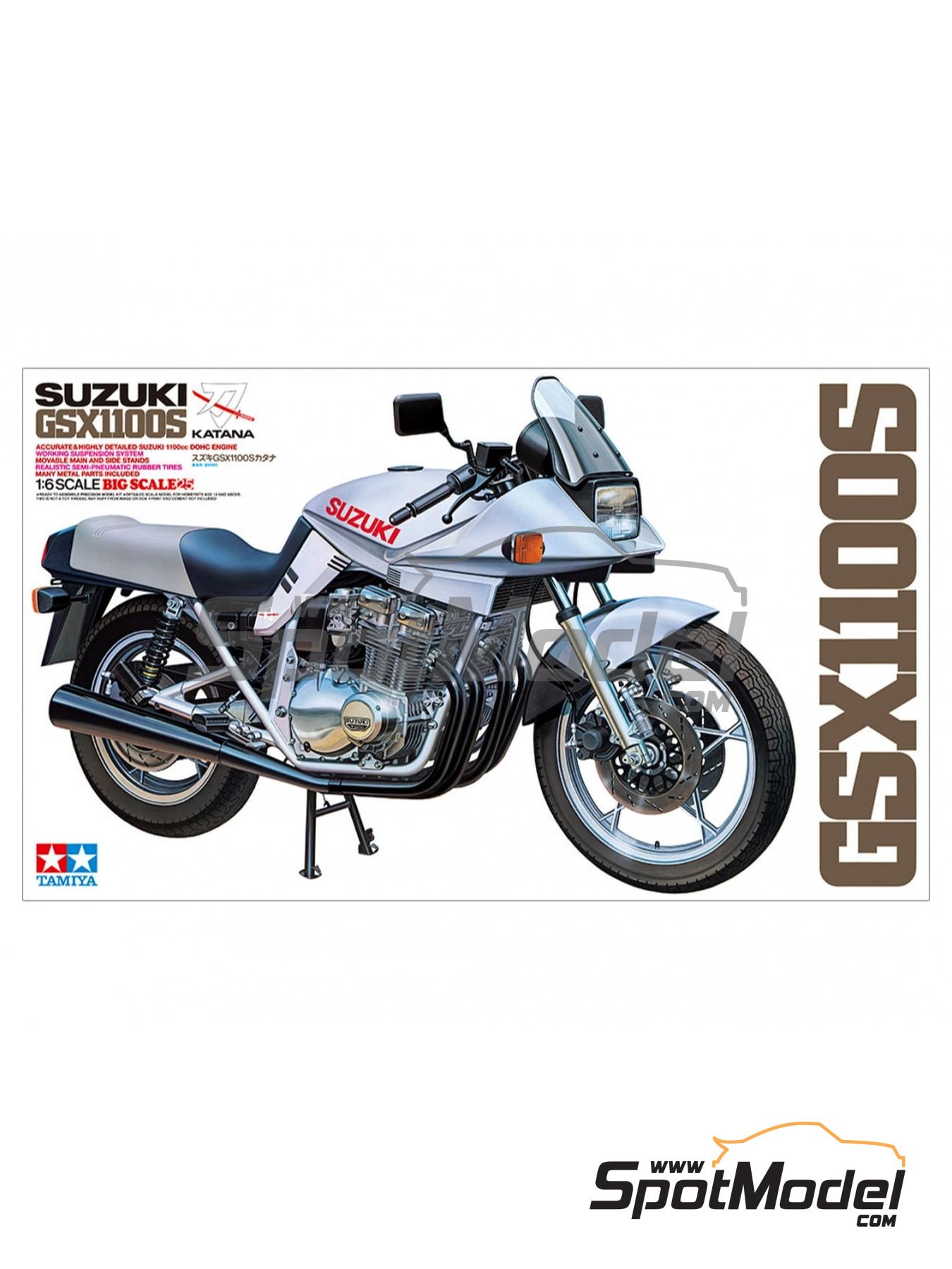 Suzuki Katana GSX 1100S - 1981. Motorbike scale model kit in 1/6 scale  manufactured by Tamiya (ref. TAM16025, also 4950344160259 and 16025)