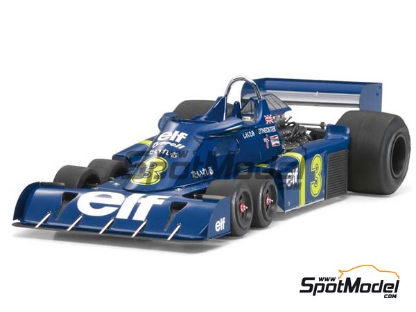 Image 3: Tyrrell Ford P34 Six Wheels Tyrrell Racing Team sponsored by ELF - Japanese Formula 1 Grand Prix 1976 | Car scale model kit in 1/20 scale manufactured by Tamiya (ref.&nbsp;TAM20058, also 4950344963942 and 20058)