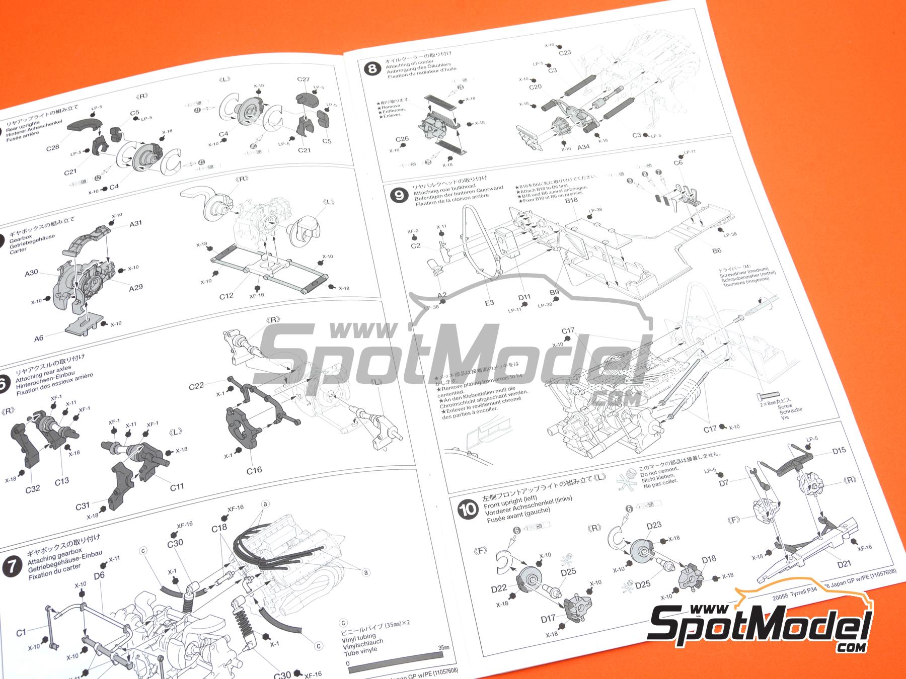 Image 21: Tyrrell Ford P34 Six Wheels Tyrrell Racing Team sponsored by ELF - Japanese Formula 1 Grand Prix 1976 | Car scale model kit in 1/20 scale manufactured by Tamiya (ref.&nbsp;TAM20058, also 4950344963942 and 20058)