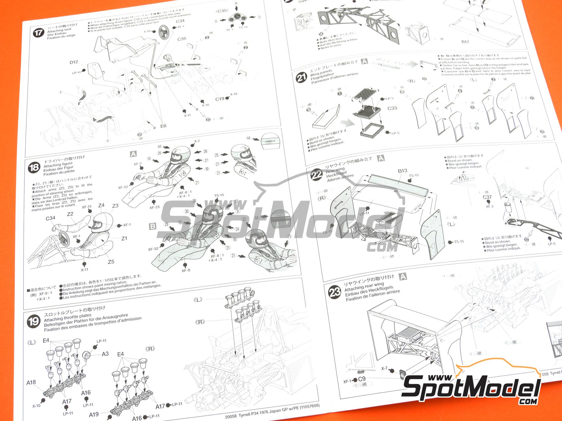 Image 22: Tyrrell Ford P34 Six Wheels Tyrrell Racing Team sponsored by ELF - Japanese Formula 1 Grand Prix 1976 | Car scale model kit in 1/20 scale manufactured by Tamiya (ref.&nbsp;TAM20058, also 4950344963942 and 20058)