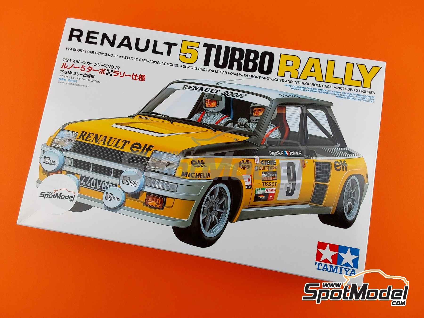 Image 1: Renault 5 Turbo Equipo Galtier Renault Sport patrocinado por Elf - Rally de Monte Carlo - Rallye Automobile de Monte-Carlo 1981 | Maqueta de coche en escala 1/24 fabricado por Tamiya (ref. TAM24027, tambien 24027)