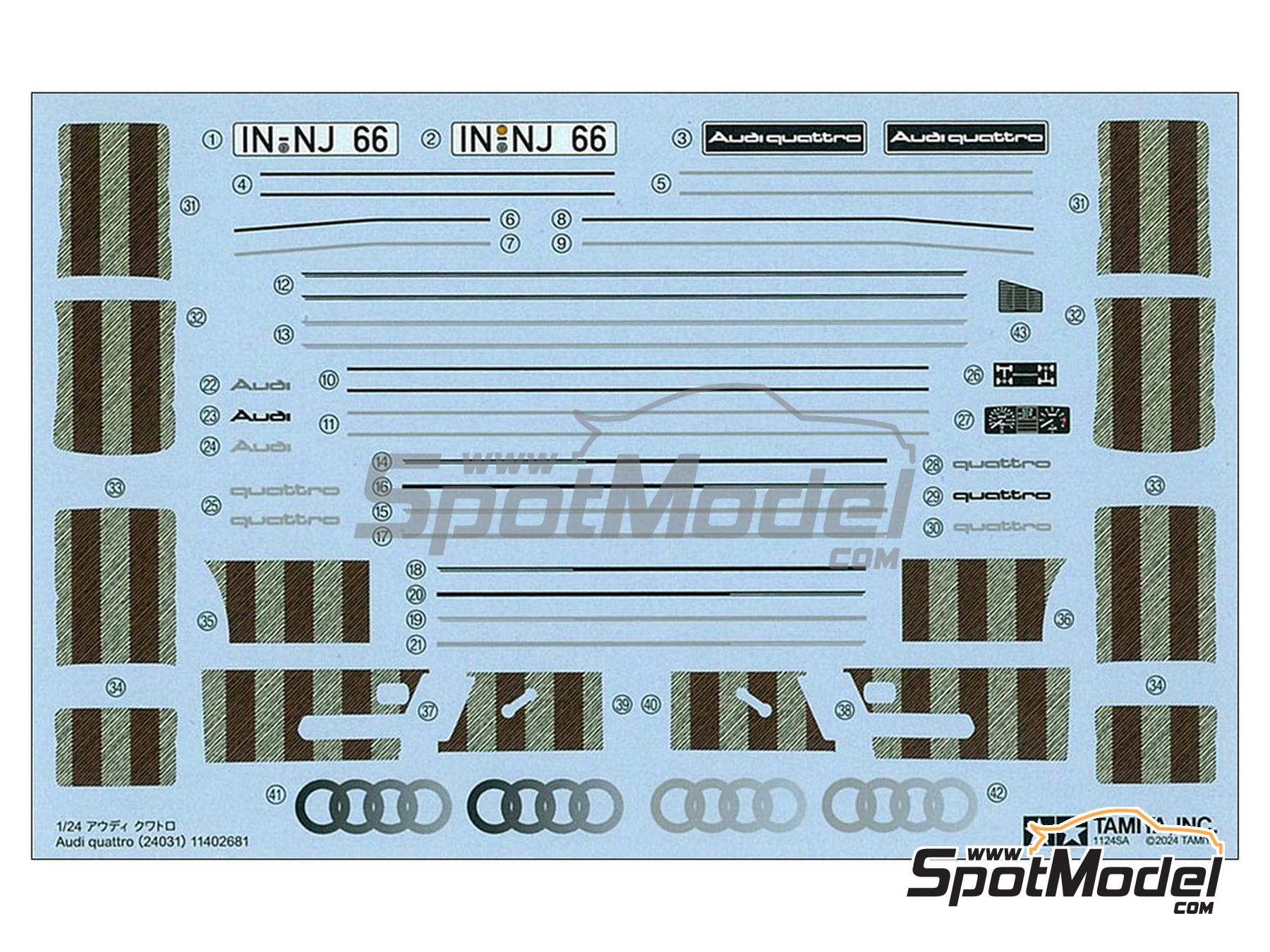 Image 22: Audi Quattro -  1980 | Car scale model kit in 1/24 scale manufactured by Tamiya (ref. TAM24031, also 4950344240319 and 24031)