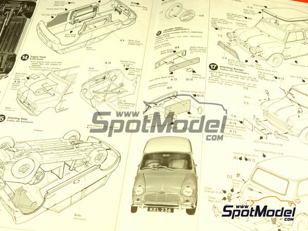 Image 3: Mini Morris Cooper 1275S Mk. 1 | Car scale model kit in 1/24 scale manufactured by Tamiya (ref.&nbsp;TAM24039, also 4950344995110 and 24039)