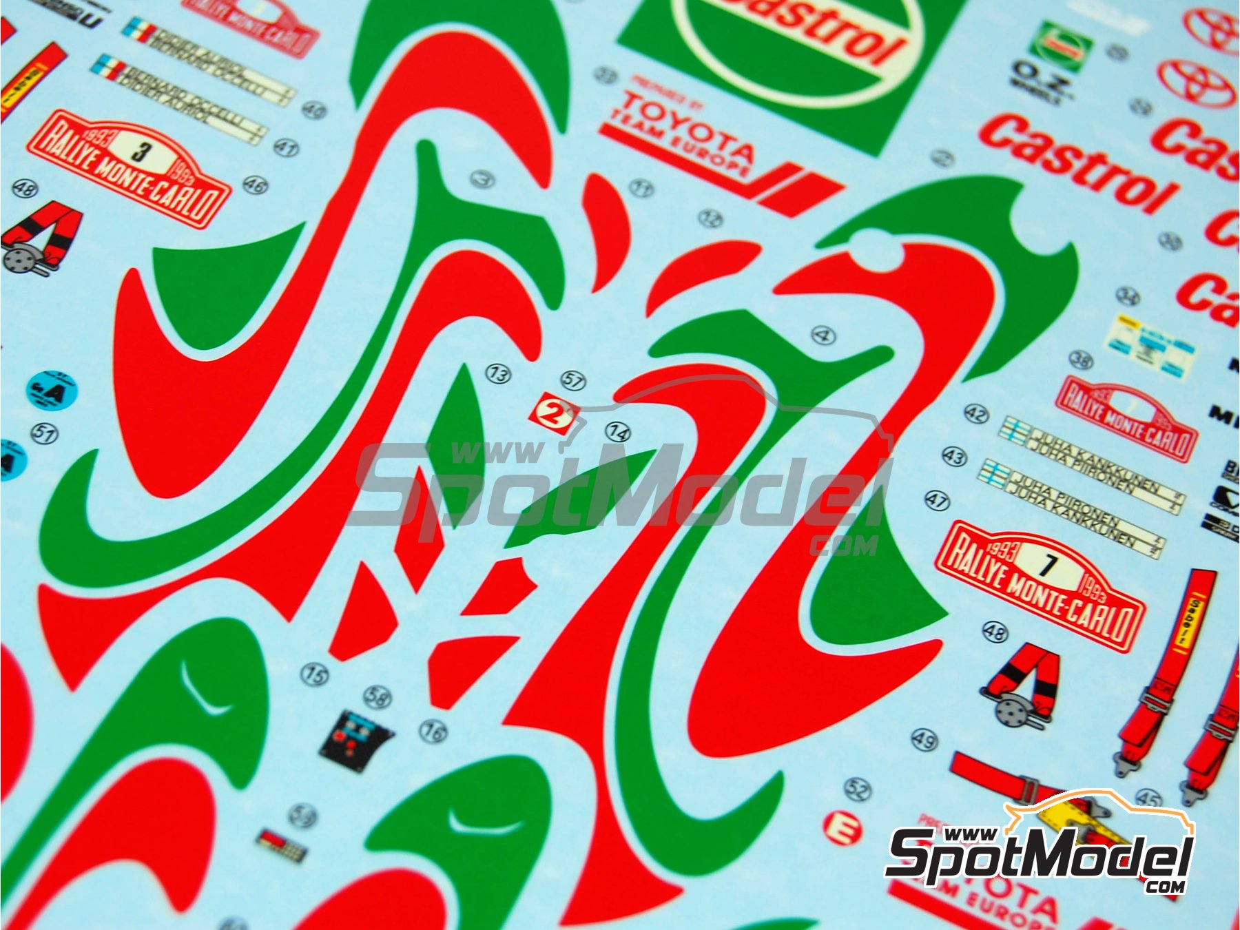 Image 1: Toyota Celica GT-Four (ST185) Equipo Toyota Team Europe patrocinado por Castrol - Rally de Monte Carlo - Rallye Automobile de Monte-Carlo 1993 | Maqueta de coche en escala 1/24 fabricado por Tamiya (ref. TAM24125, tambien 4950344993130 y 24125)