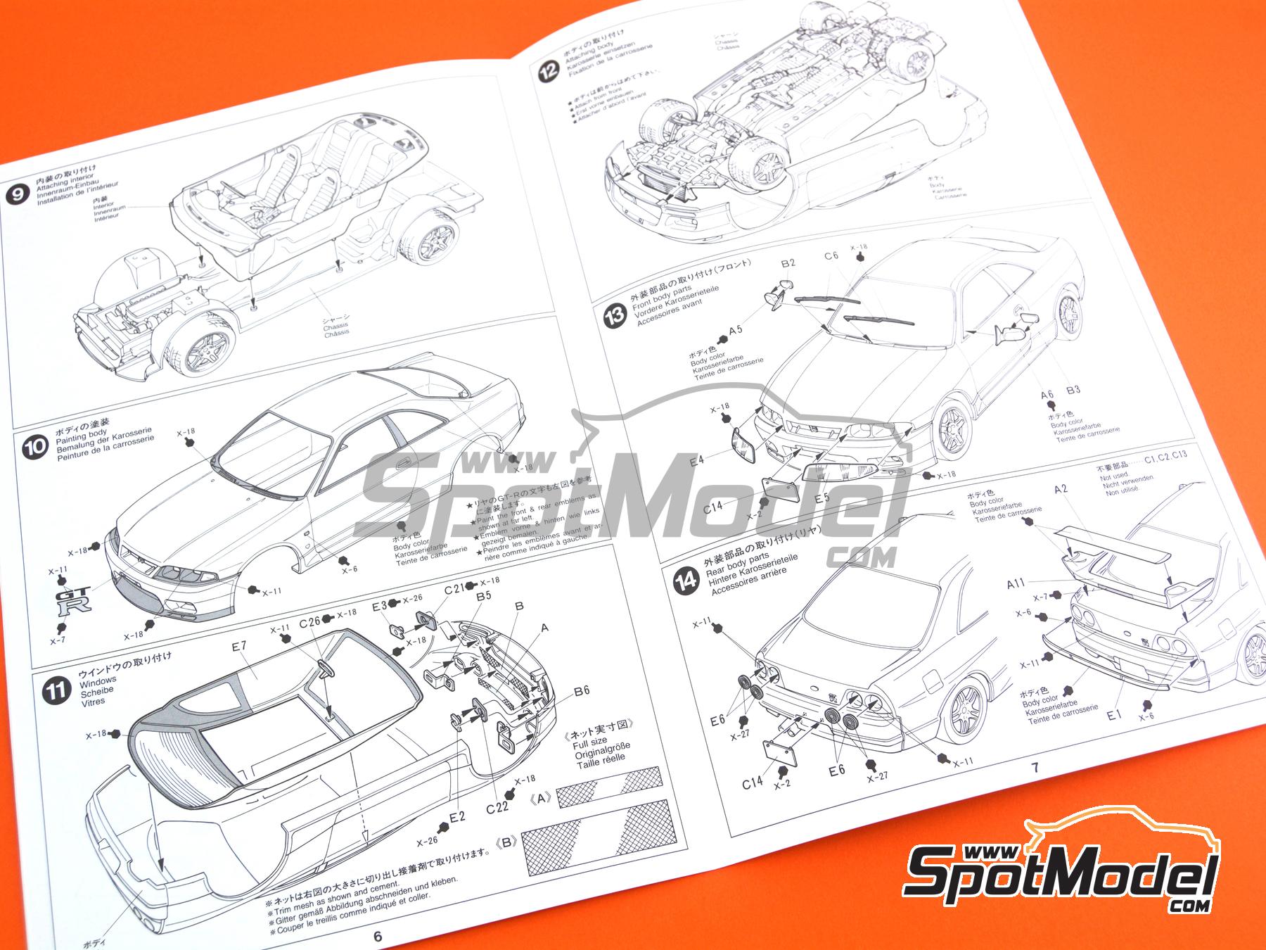 Image 15: Nissan Skyline (R33) GT-R V Spec | Car scale model kit in 1/24 scale manufactured by Tamiya (ref.&nbsp;TAM24145, also 4950344995219 and 24145)
