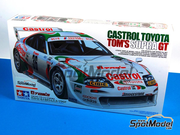 Image 11: Toyota Supra GT Equipo Tom's patrocinado por Castrol - Campeonato Japones de GTs (JGTC) 1995 | Maqueta de coche en escala&nbsp;1/24 fabricado por Tamiya (ref.&nbsp;TAM24163, tambien 4950344992560 y 24163)