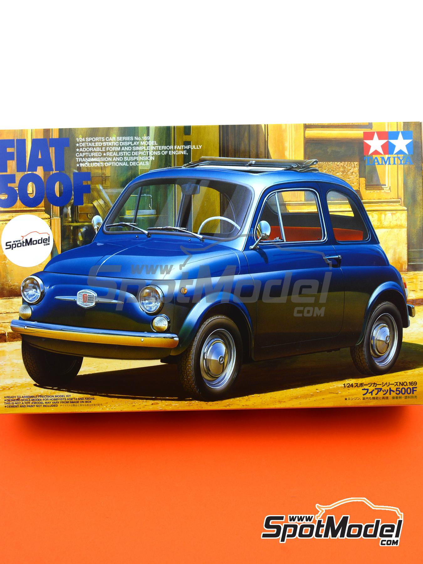 Fiat 500F. Car scale model kit in 1/24 scale manufactured by Tamiya (ref.  TAM24169, also 4950344079858 and 24169)