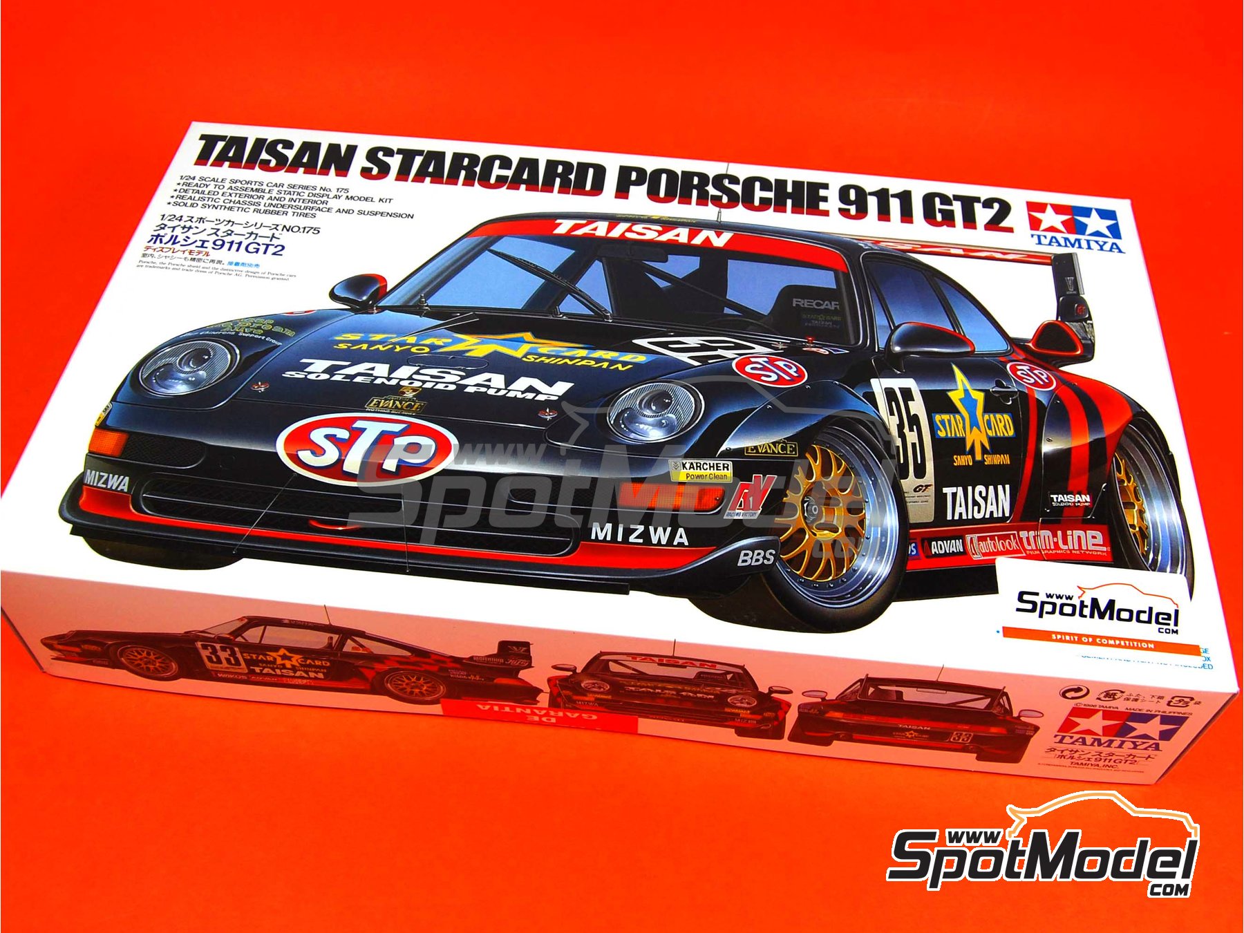 Tamiya 24175: Car scale model kit 1/24 scale Porsche 911 993 GT2 Taisan  Team sponsored by Starcard #33, 35 Hideshi Matsuda (JP) Kaoru Iida  (JP), Anthony Reid (GB)