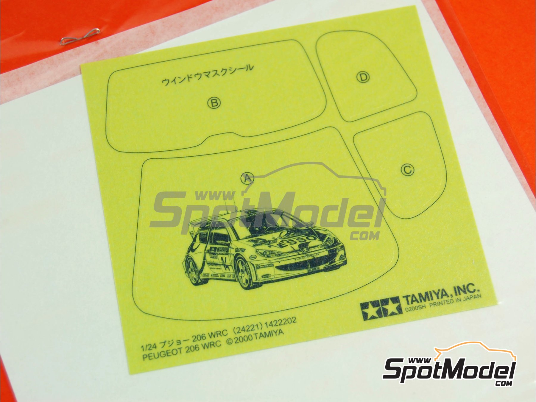 Image 4: Peugeot 206 WRC sponsored by Esso - Tour de Corse Rallye de France 1999 | Car scale model kit in 1/24 scale manufactured by Tamiya (ref.&nbsp;TAM24221, also 4950344993154 and 24221)