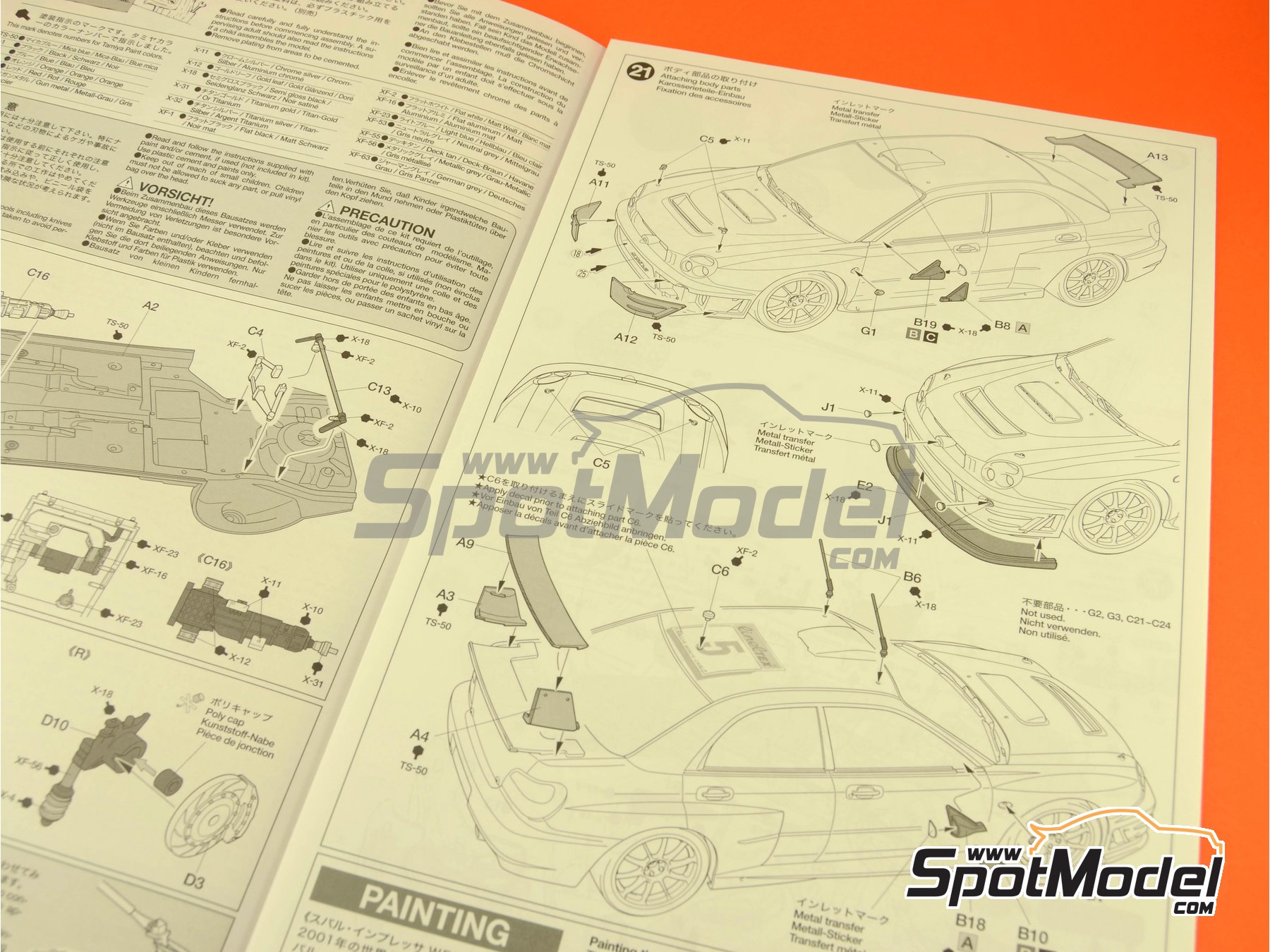 Image 3: Subaru Impreza WRC Subaru World Rally Team - Monte Carlo Rally - Rallye Automobile de Monte-Carlo 2001 | Car scale model kit in 1/24 scale manufactured by Tamiya (ref.&nbsp;TAM24240, also 4950344992263 and 24240)