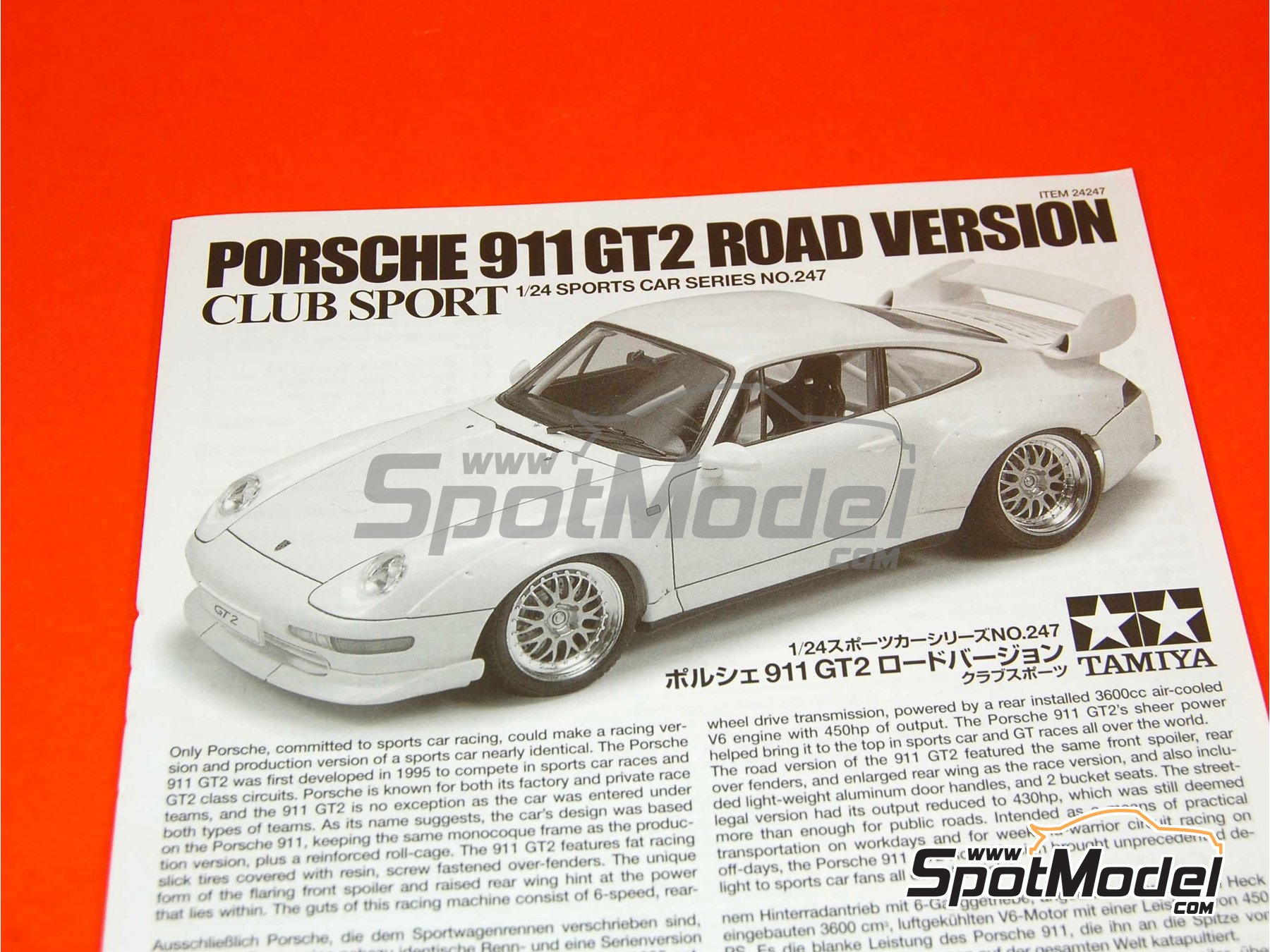 Tamiya 24247 1/24 Model Car Kit Porsche 911 GT2 Street Version Club Sport 