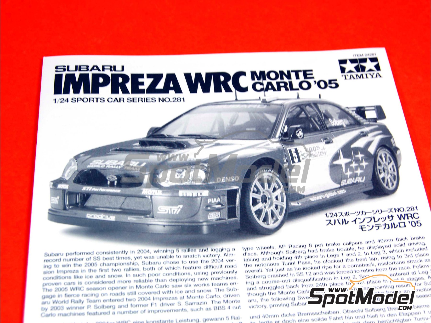 Subaru Impreza WRC Monte Carlo '05  Tamiya 1/24 plastic model kit 24281 