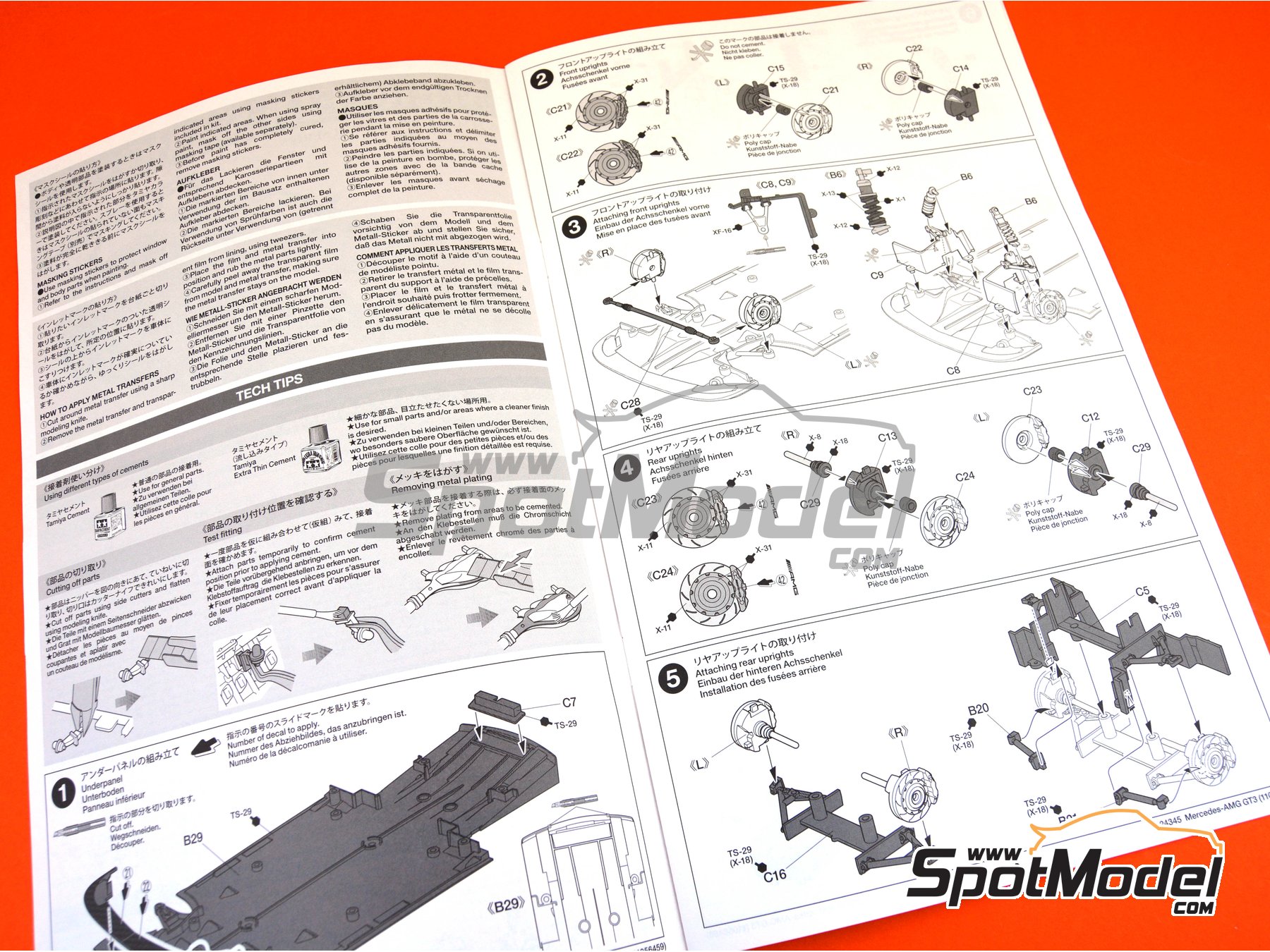 Image 14: Mercedes Benz AMG GT3 | Car scale model kit in 1/24 scale manufactured by Tamiya (ref.&nbsp;TAM24345, also 4950344243457 and 24345)