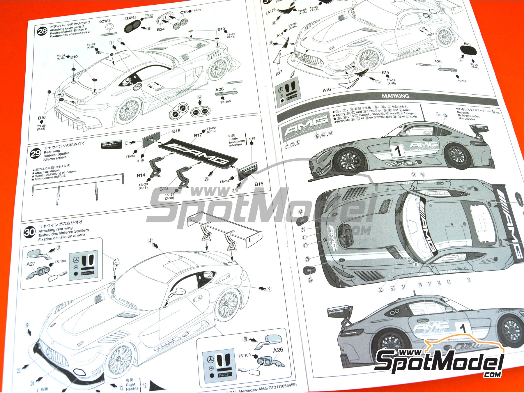 Tamiya 300024345 Mercedes-AMG GT3 1/24 scale kit Length 198mm 4950344243457 