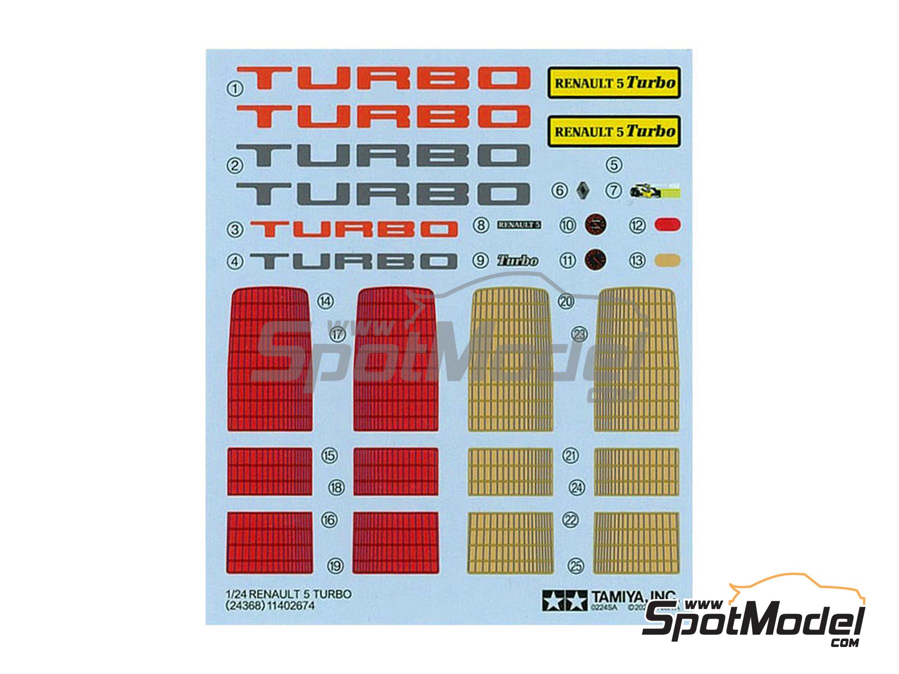 Image 7: Renault 5 Turbo | Car scale model kit in 1/24 scale manufactured by Tamiya (ref.&nbsp;TAM24368, also 4950344243686 and 24368)