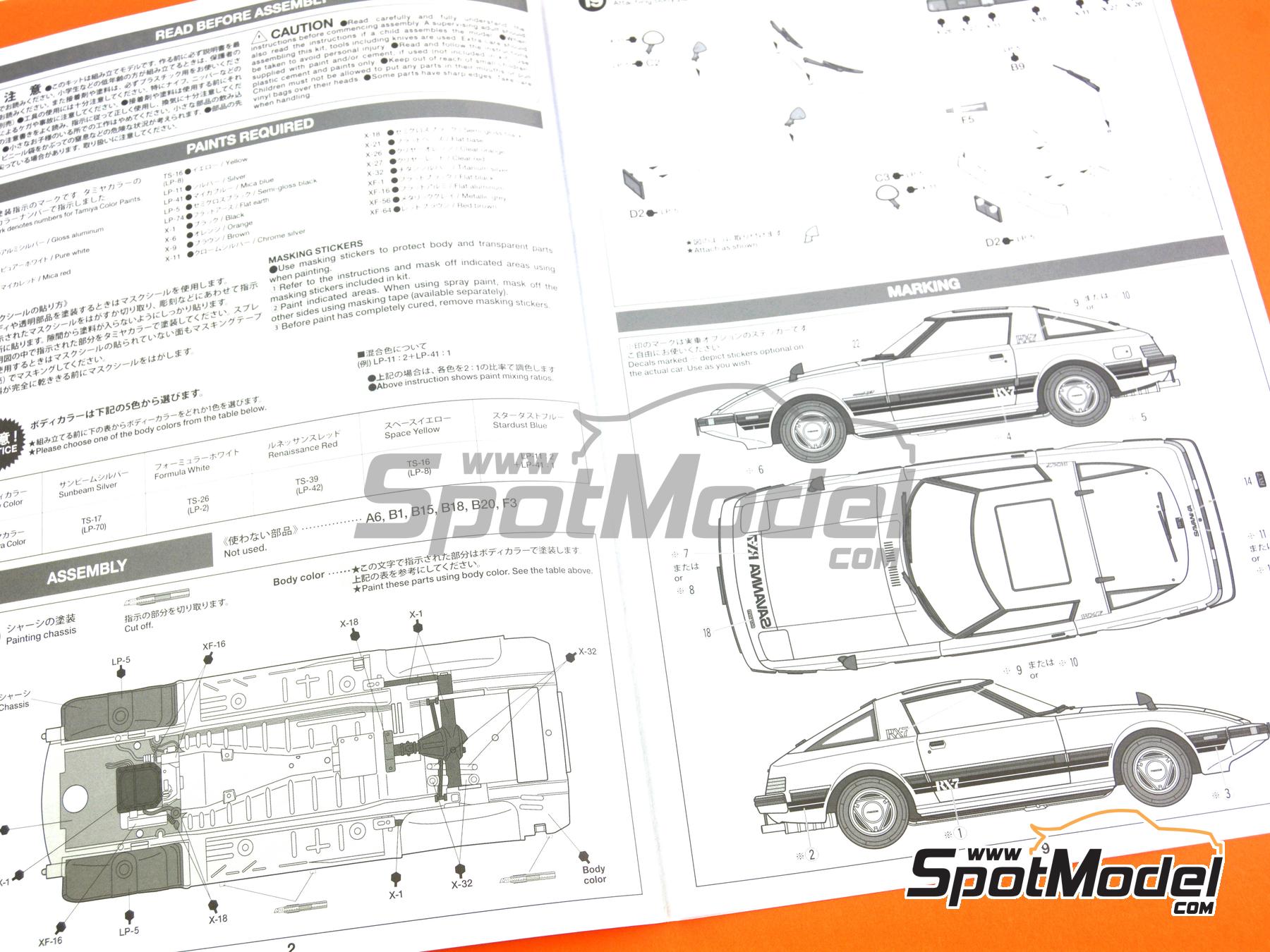 Image 23: Mazda Savanna RX-7 | Car scale model kit in 1/24 scale manufactured by Tamiya (ref.&nbsp;TAM24375, also 4950344243754 and 24375)