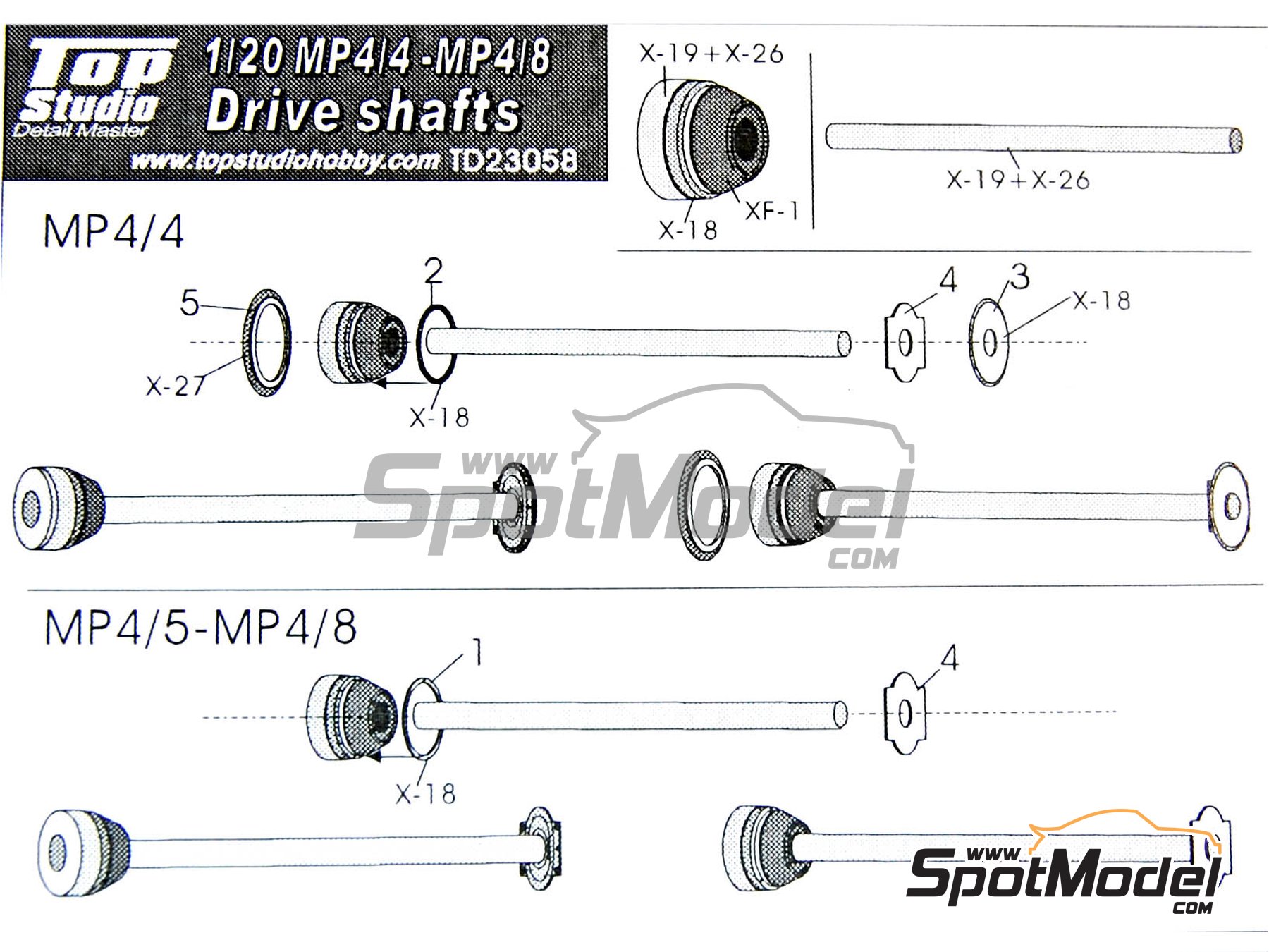 Image 4: McLaren Honda MP4/8 - MP4/4 Drive Shafts | Drive shafts in 1/20 scale manufactured by Top Studio (ref.&nbsp;TD23058)