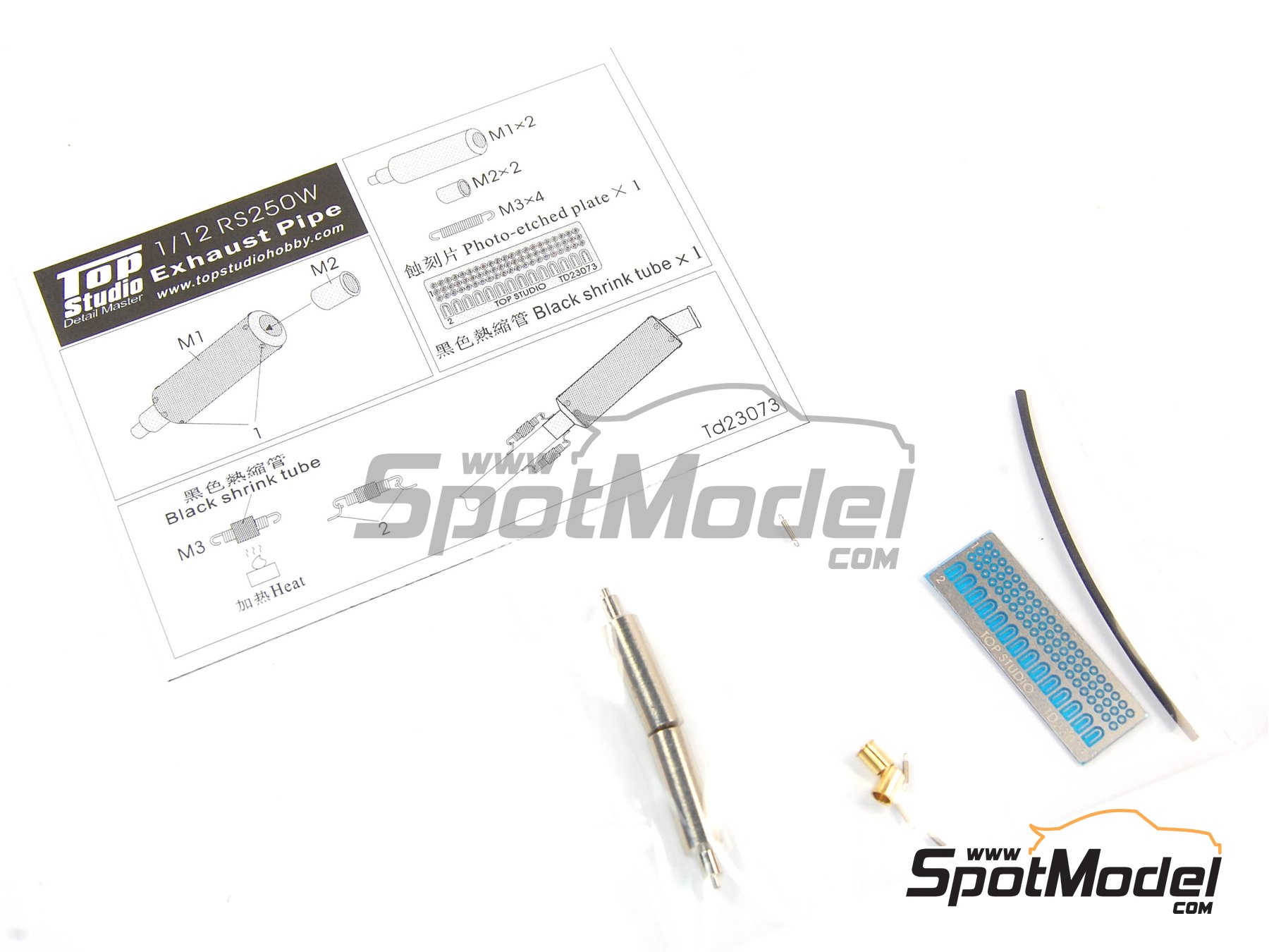 Image 1: Honda RS250RW | Exhaust in 1/12 scale manufactured by Top Studio (ref.&nbsp;TD23073)